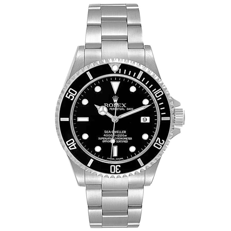 Men's Rolex 40mm Seadweller Oyster Perpetual Stainless Steel Watch with Black Dial and Black Bezel. (Pre-Owned 16600)