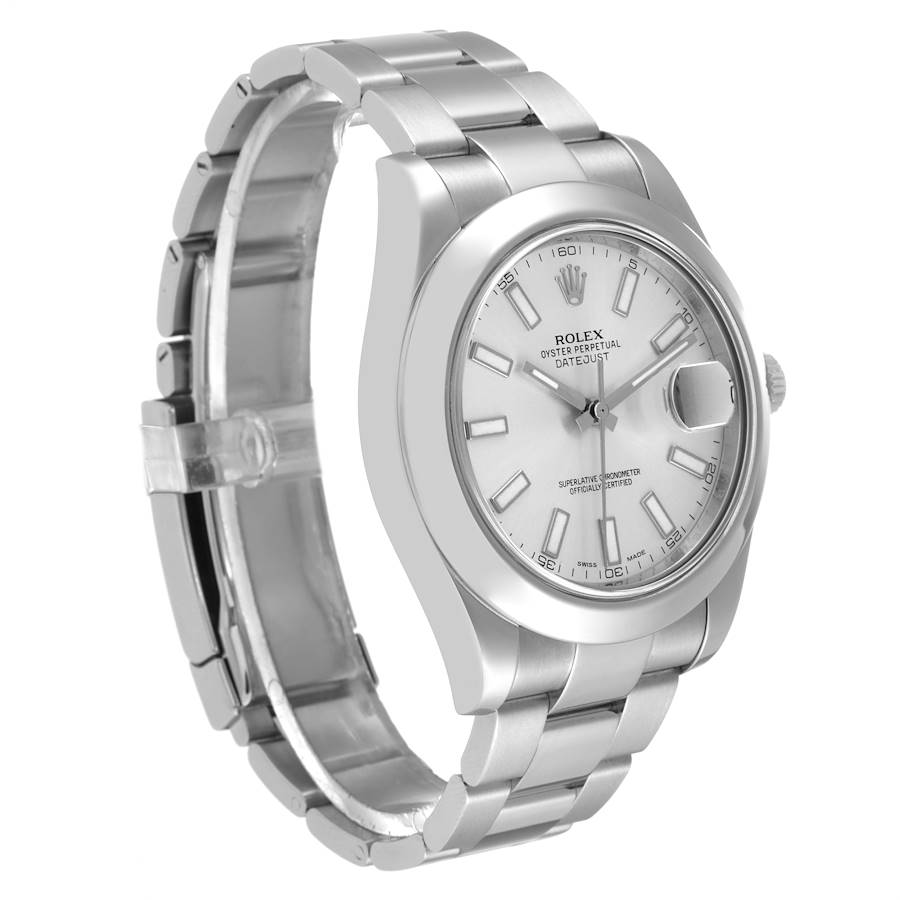 Men's Rolex 41mm DateJust II Stainless Steel Watch with Silver Dial and Smooth Bezel. (Pre-Owned 116300)