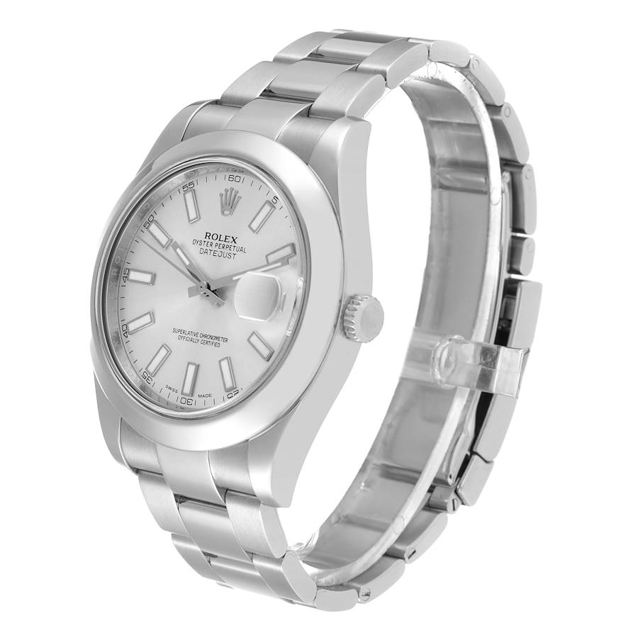 Men's Rolex 41mm DateJust II Stainless Steel Watch with Silver Dial and Smooth Bezel. (Pre-Owned 116300)