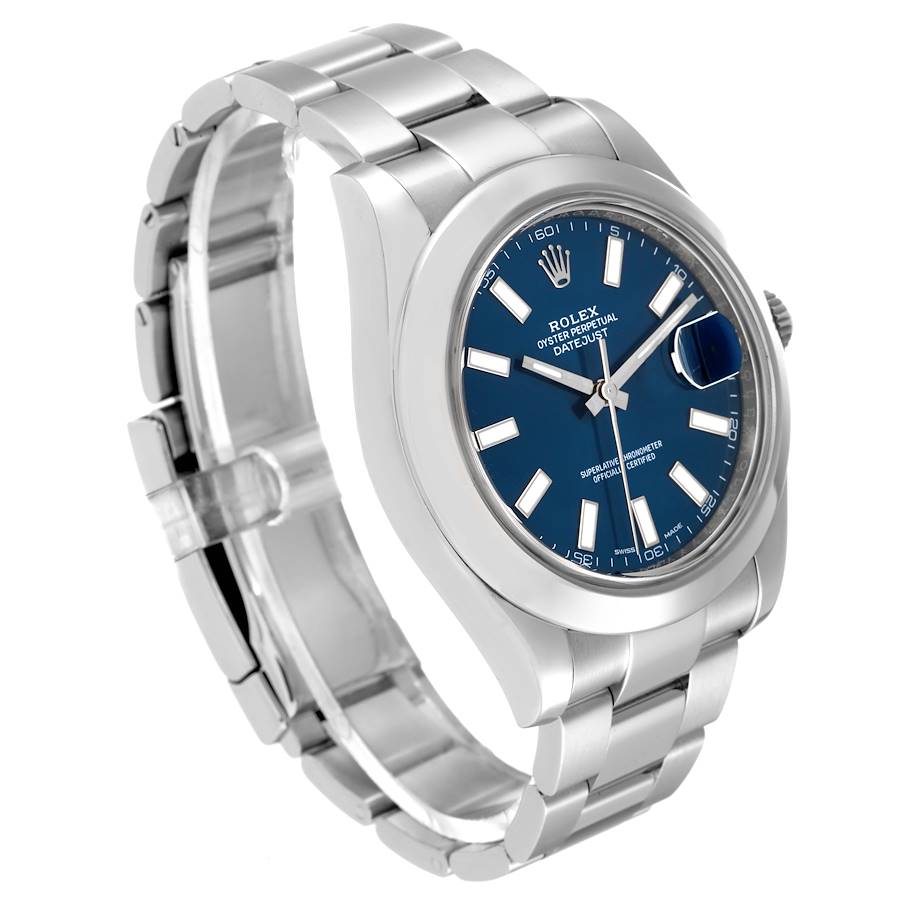 Men's Rolex 41mm DateJust Stainless Steel Watch with Blue Dial and Smooth Bezel. (Pre-Owned 116300)