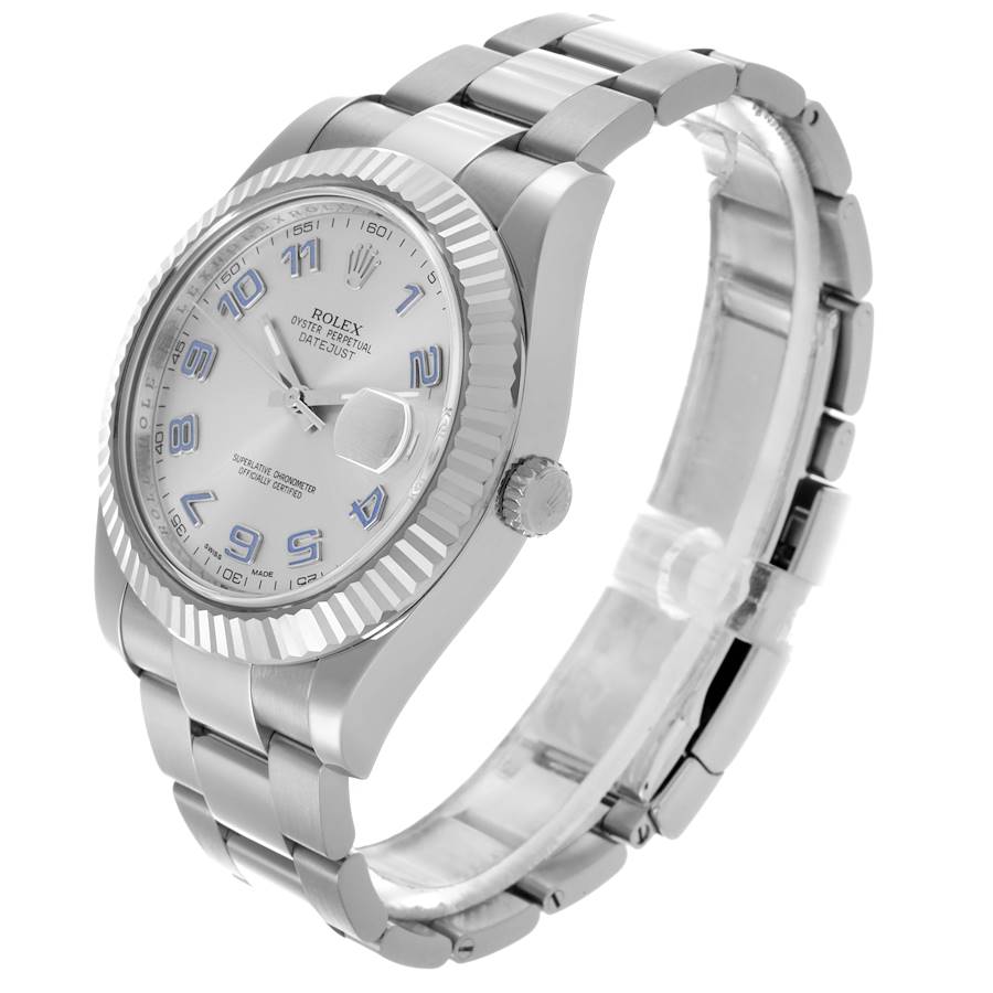 Men's Rolex 41mm DateJust Stainless Steel Watch with Silver Dial and Fluted Bezel. (Pre-Owned 116334)