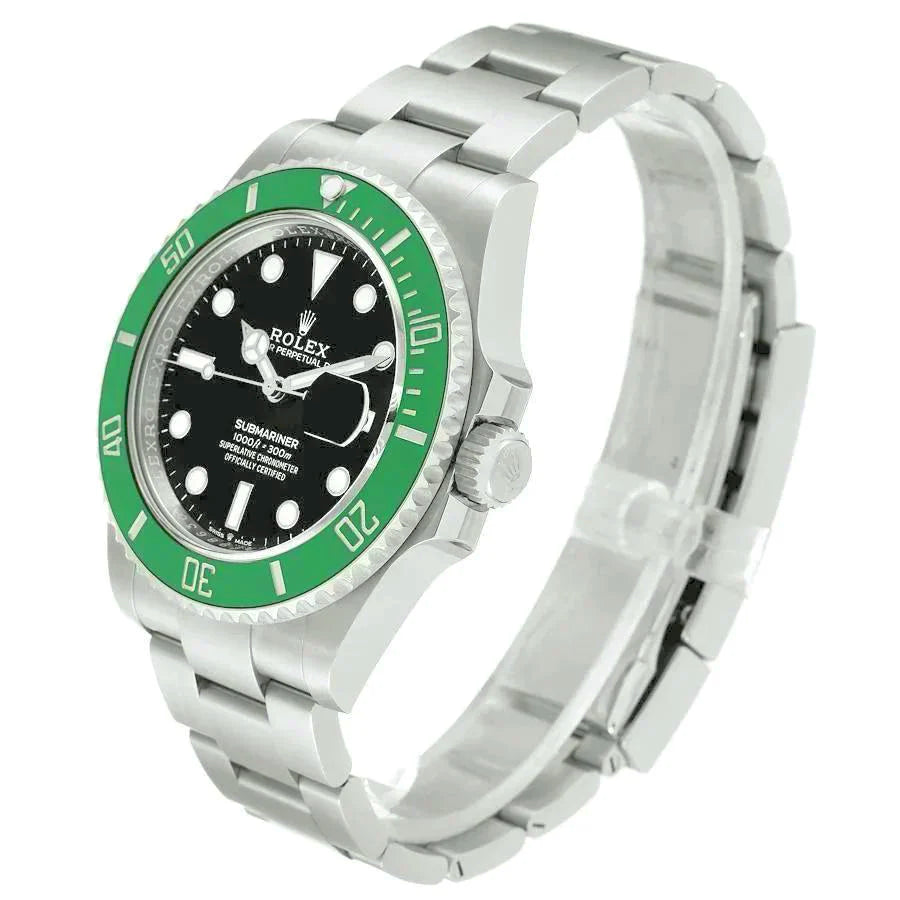 2003 Men's Rolex 40mm Submariner Oyster Perpetual Stainless Steel Wristwatch with Black Dial & Green Bezel. (Pre-Owned 16610)