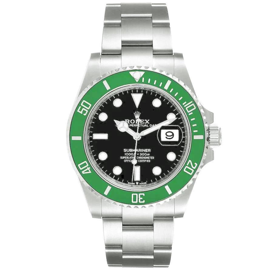 2003 Men's Rolex 40mm Submariner Oyster Perpetual Stainless Steel Wristwatch w/ Black Dial & Green Bezel. (Pre-Owned 16610)