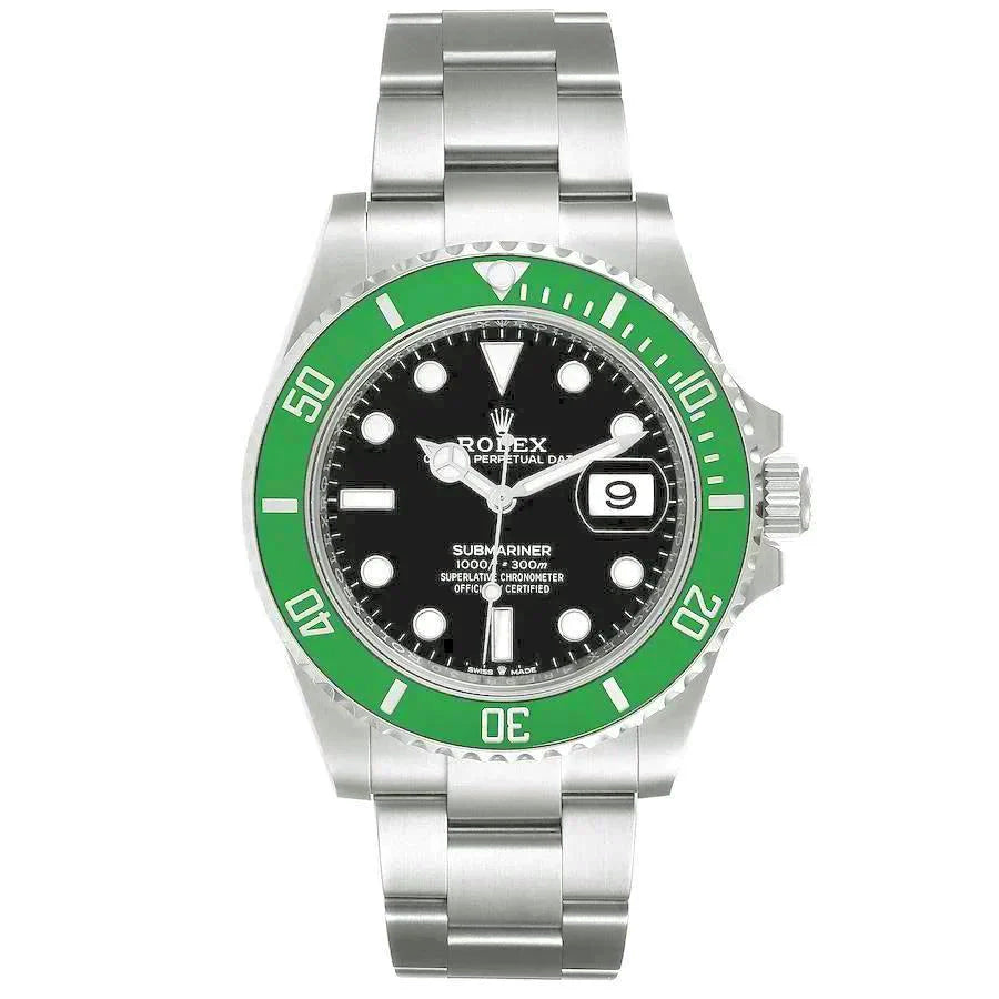 2003 Men's Rolex 40mm Submariner Oyster Perpetual Stainless Steel Wristwatch with Black Dial & Green Bezel. (Pre-Owned 16610)