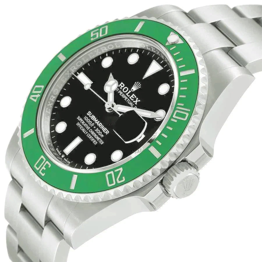 2003 Men's Rolex 40mm Submariner Oyster Perpetual Stainless Steel Wristwatch with Black Dial & Green Bezel. (Pre-Owned 16610)