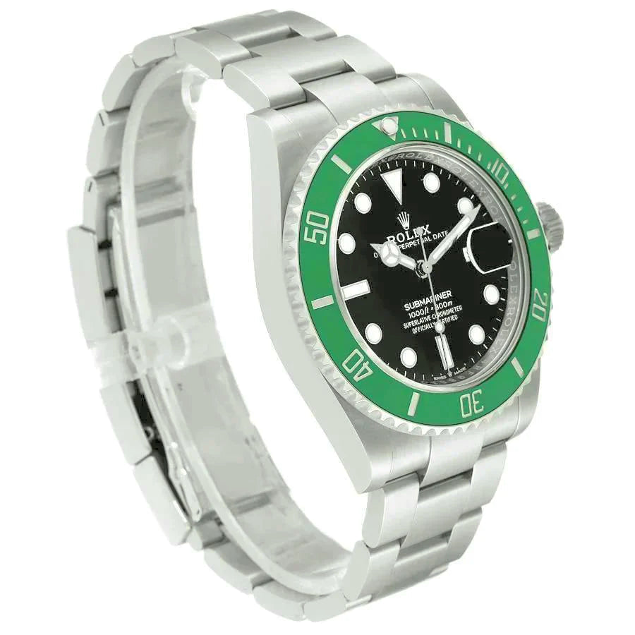 2003 Men's Rolex 40mm Submariner Oyster Perpetual Stainless Steel Wristwatch with Black Dial & Green Bezel. (Pre-Owned 16610)