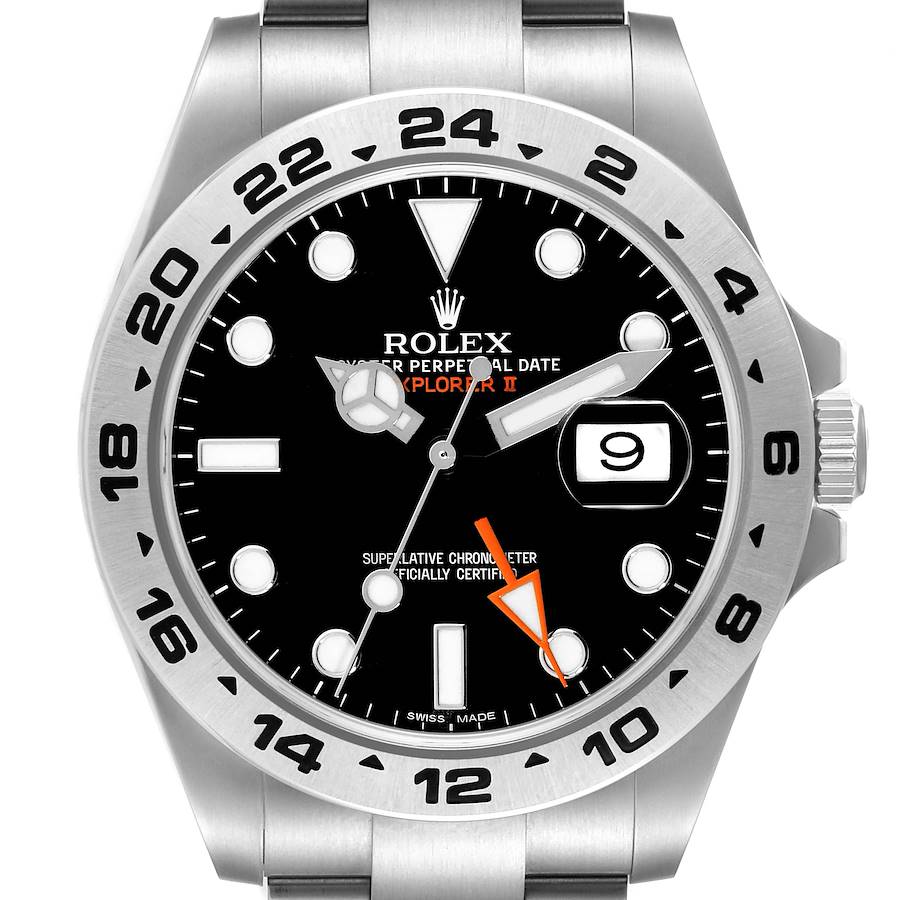 Men's Rolex 42mm Explorer II Stainless Steel Watch with Oyster Band and Black Dial. (Pre-Owned 216570)