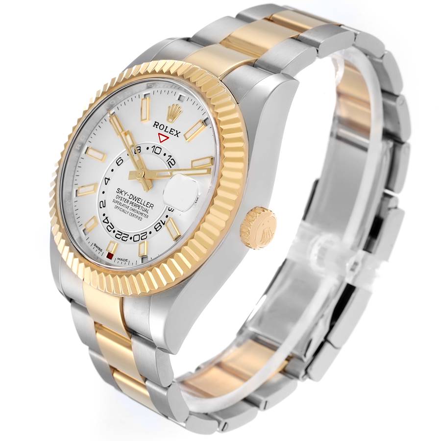 Men's Rolex 42mm Sky Dweller Two Tone 18K Yellow Gold / Stainless Steel Watch with White Dial. (Pre-Owned 326933)
