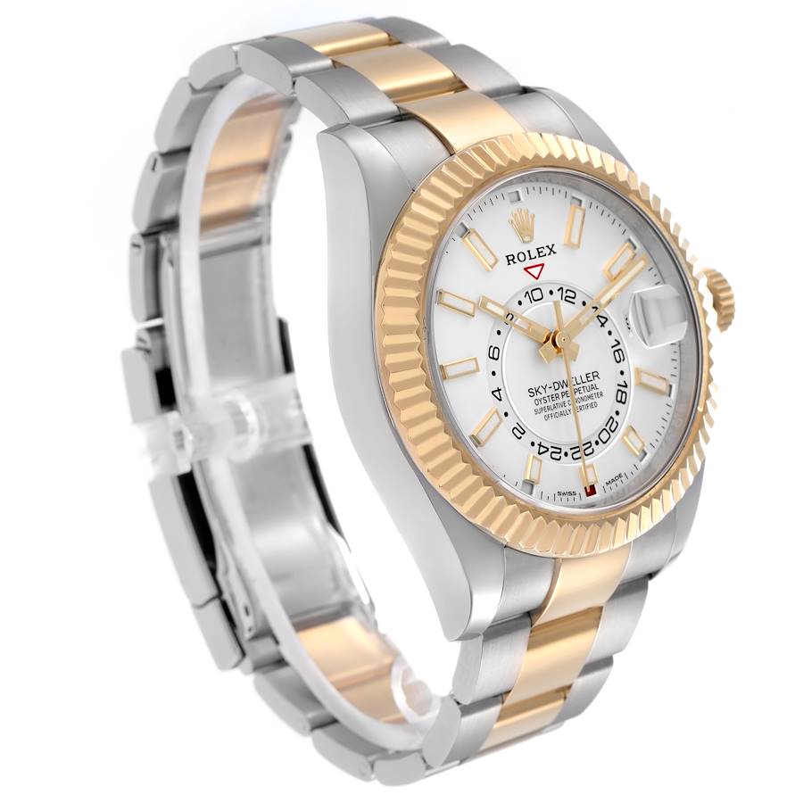 Men's Rolex 42mm Sky Dweller Two Tone 18K Yellow Gold / Stainless Steel Watch with White Dial. (Pre-Owned 326933)