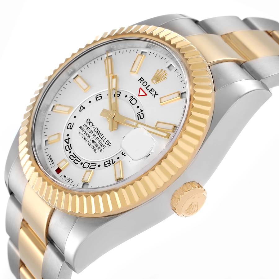Men's Rolex 42mm Sky Dweller Two Tone 18K Yellow Gold / Stainless Steel Watch with White Dial. (Pre-Owned 326933)