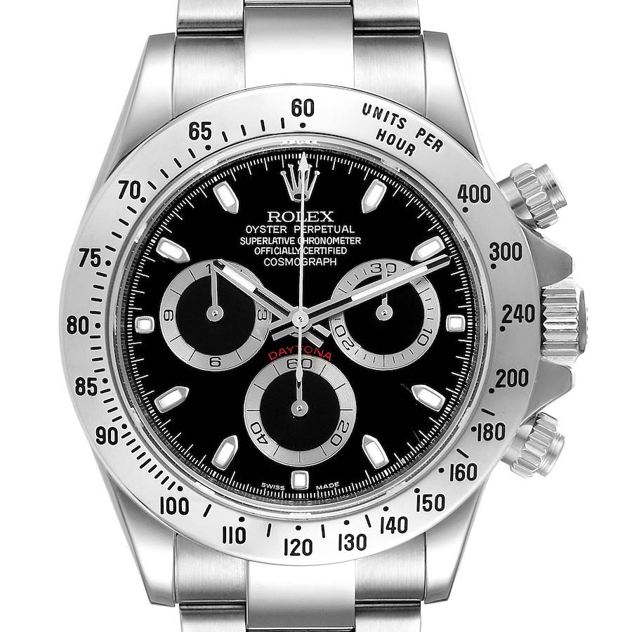 Men's Rolex Daytona 40mm Stainless Steel Watch with Black Dial. (Pre-Owned 116520)