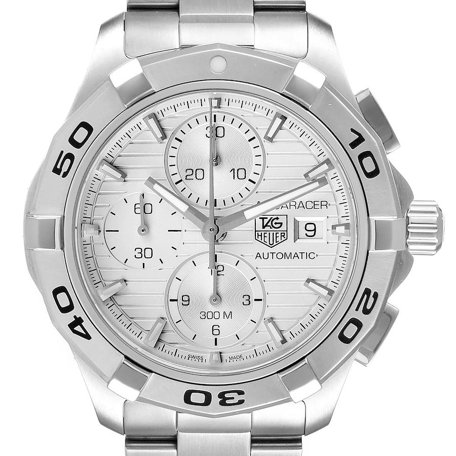 Men's TAG Heuer Aquaracer 42mm Automatic Stainless Steel Watch with Chronograph Silver Dial. (Pre-Owned CAP2111)
