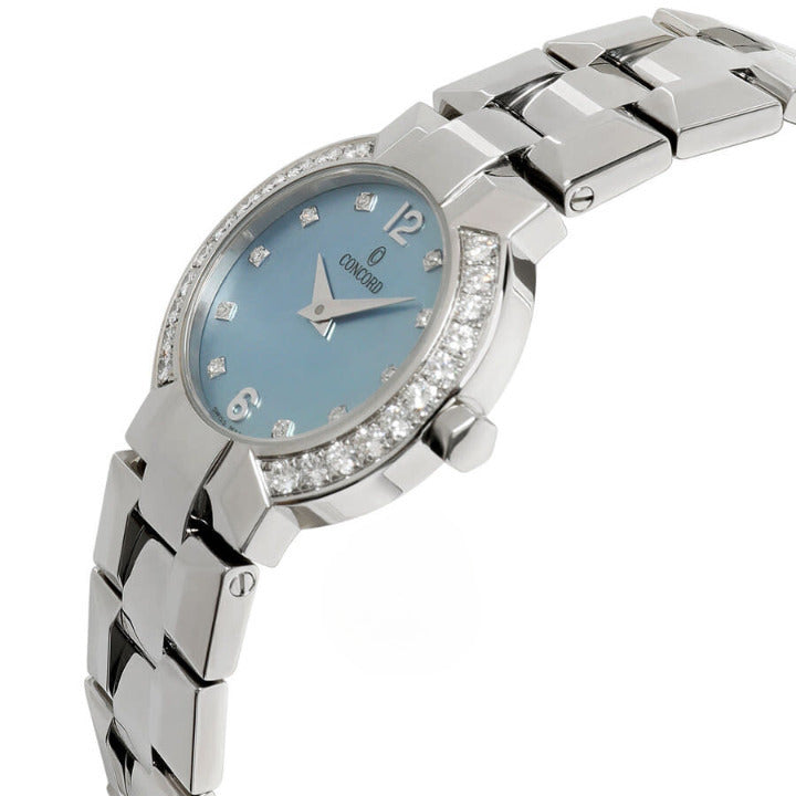 Ladies Concord La Scala 26mm Stainless Steel Wristwatch with Blue Mother of Pearl Diamond Dial & Diamond Bezel. (Pre-Owned)