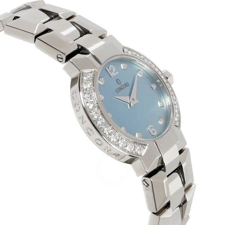 Ladies Concord La Scala 26mm Stainless Steel Wristwatch with Blue Mother of Pearl Diamond Dial & Diamond Bezel. (Pre-Owned)