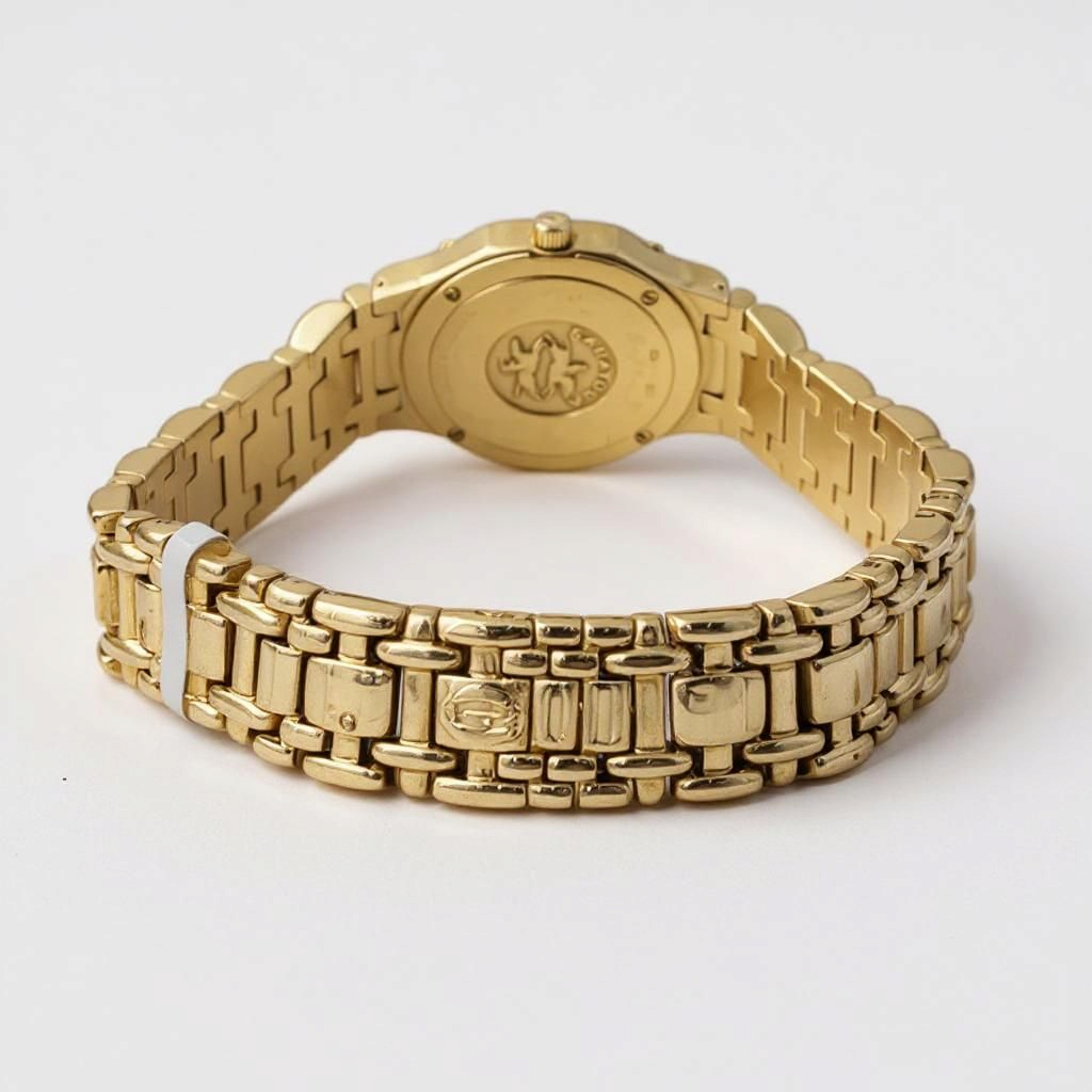 Ladies Concord Sarento 24mm Solid 18K Yellow Gold Band Watch with Roman Numeral Gold Dial and Diamond Bezel. (Pre-Owned)