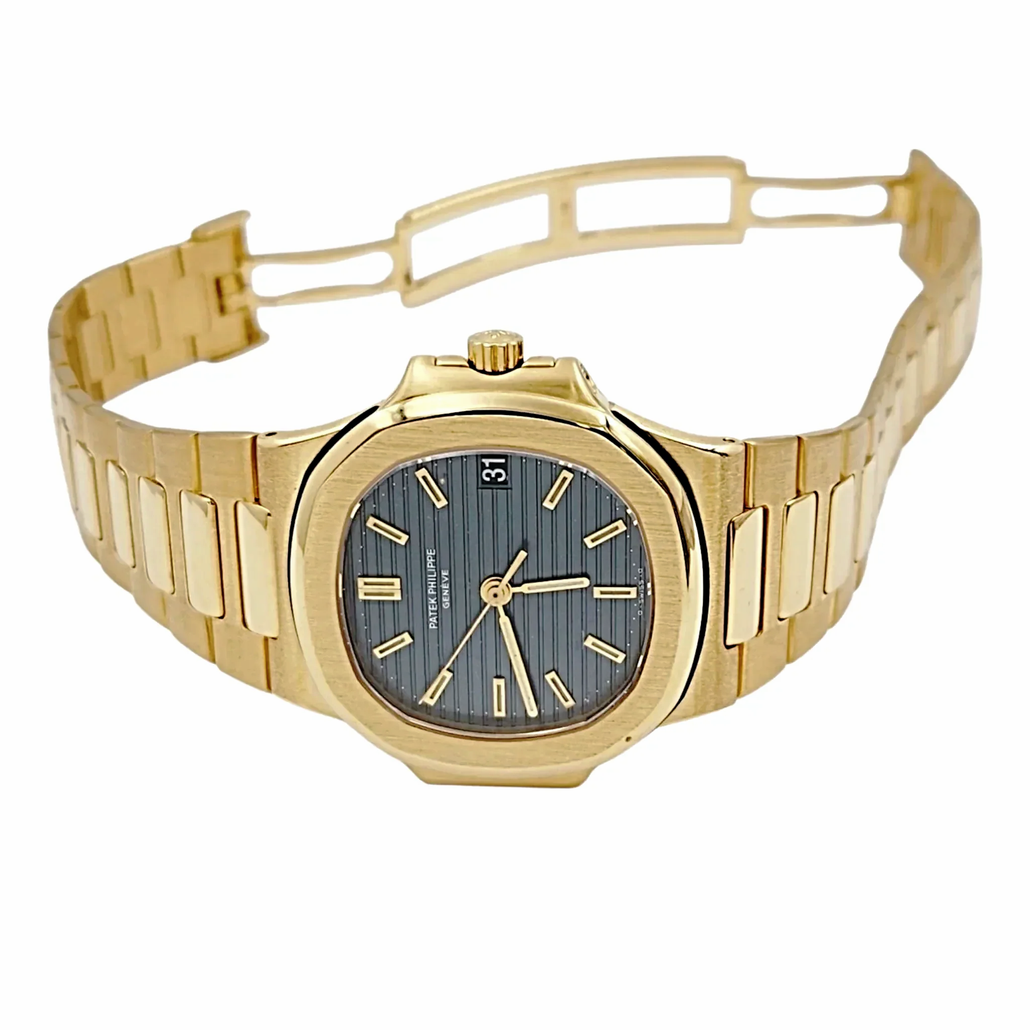 Men's Patek Philippe 37mm Nautilus - 18K Yellow Gold Watch with Blue Dial. (Pre-Owned 3800)