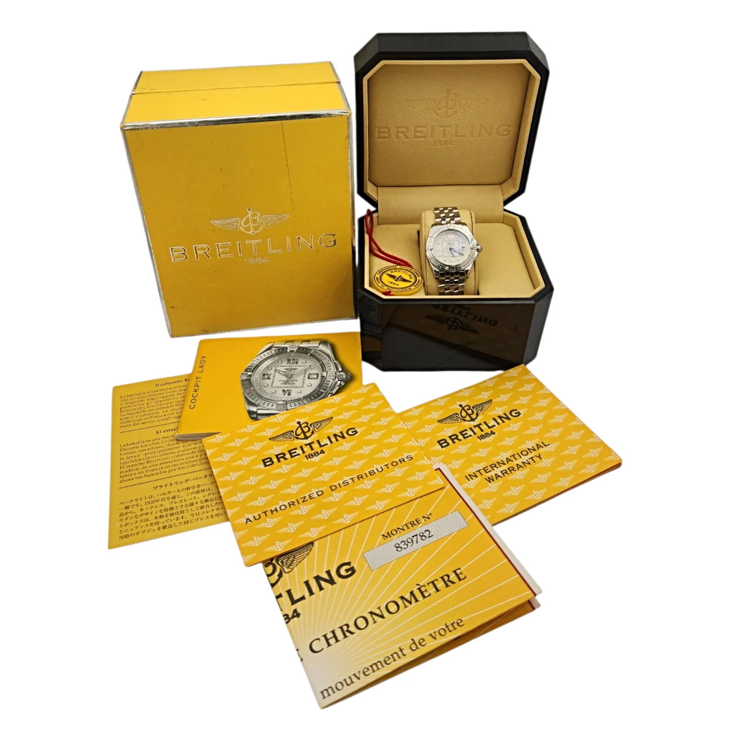 Ladies Breitling 32mm Cockpit Lady Stainless Steel Watch with Off-White Silver Diamond Dial and Rotating Bezel. (Pre-Owned A71356)