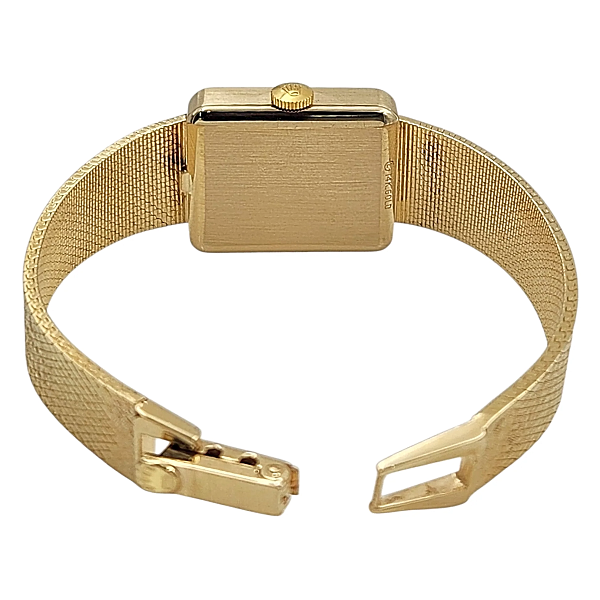 1950's Ladies Rolex Cocktail Vintage 14K Yellow Gold Watch with Gold Dial and Gold Mesh Bracelet. (Pre-Owned 8365)