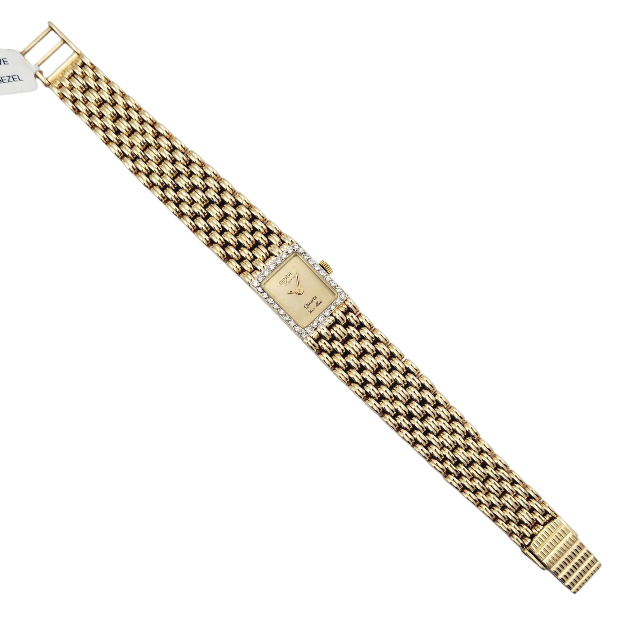 Ladies Geneve Vintage 14K Yellow Gold Watch with Gold Dial and Diamond Bezel. (Pre-Owned)
