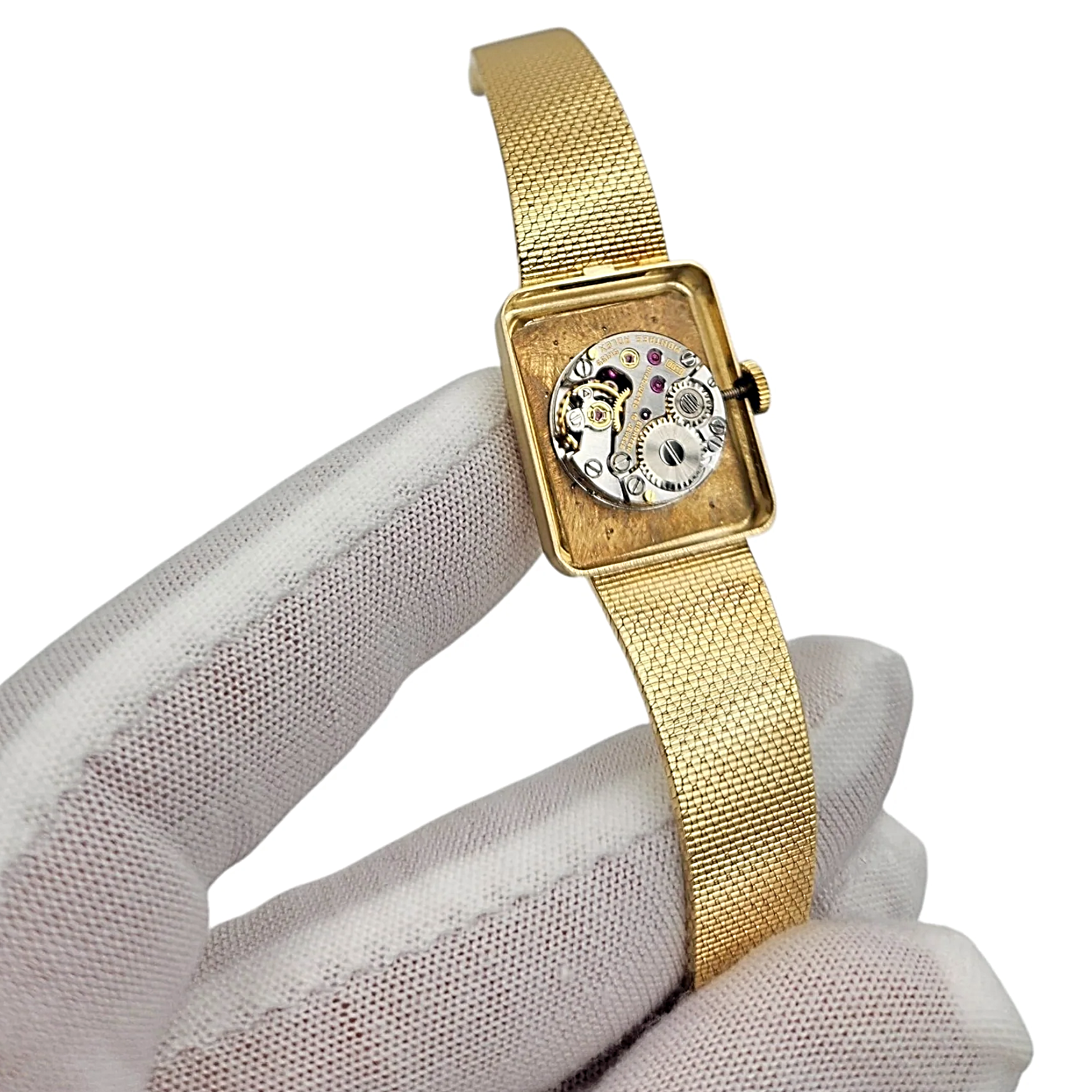1950's Ladies Rolex Cocktail Vintage 14K Yellow Gold Watch with Gold Dial and Gold Mesh Bracelet. (Pre-Owned 8365)