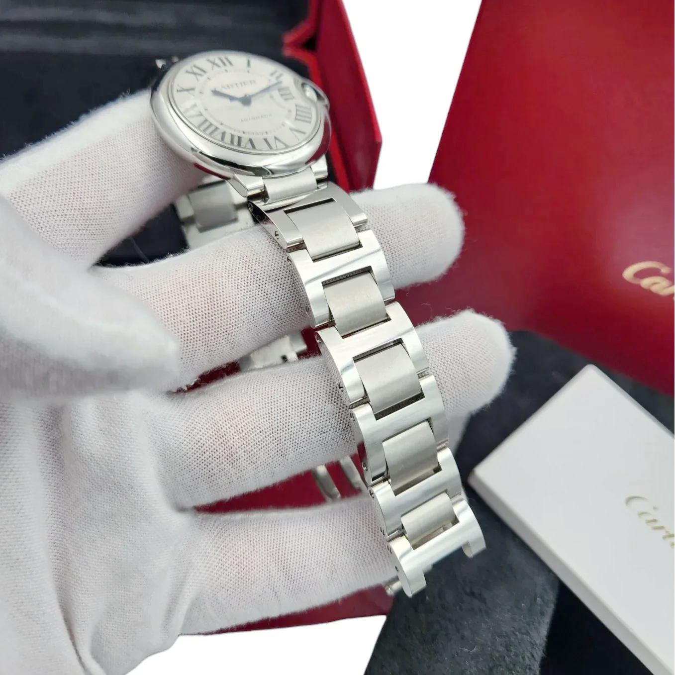 Ladies Cartier 36mm Ballon Bleu Automatic Stainless Steel Watch with Roman Numeral Silver Dial and Smooth Bezel. (UNWORN WSBB0048)