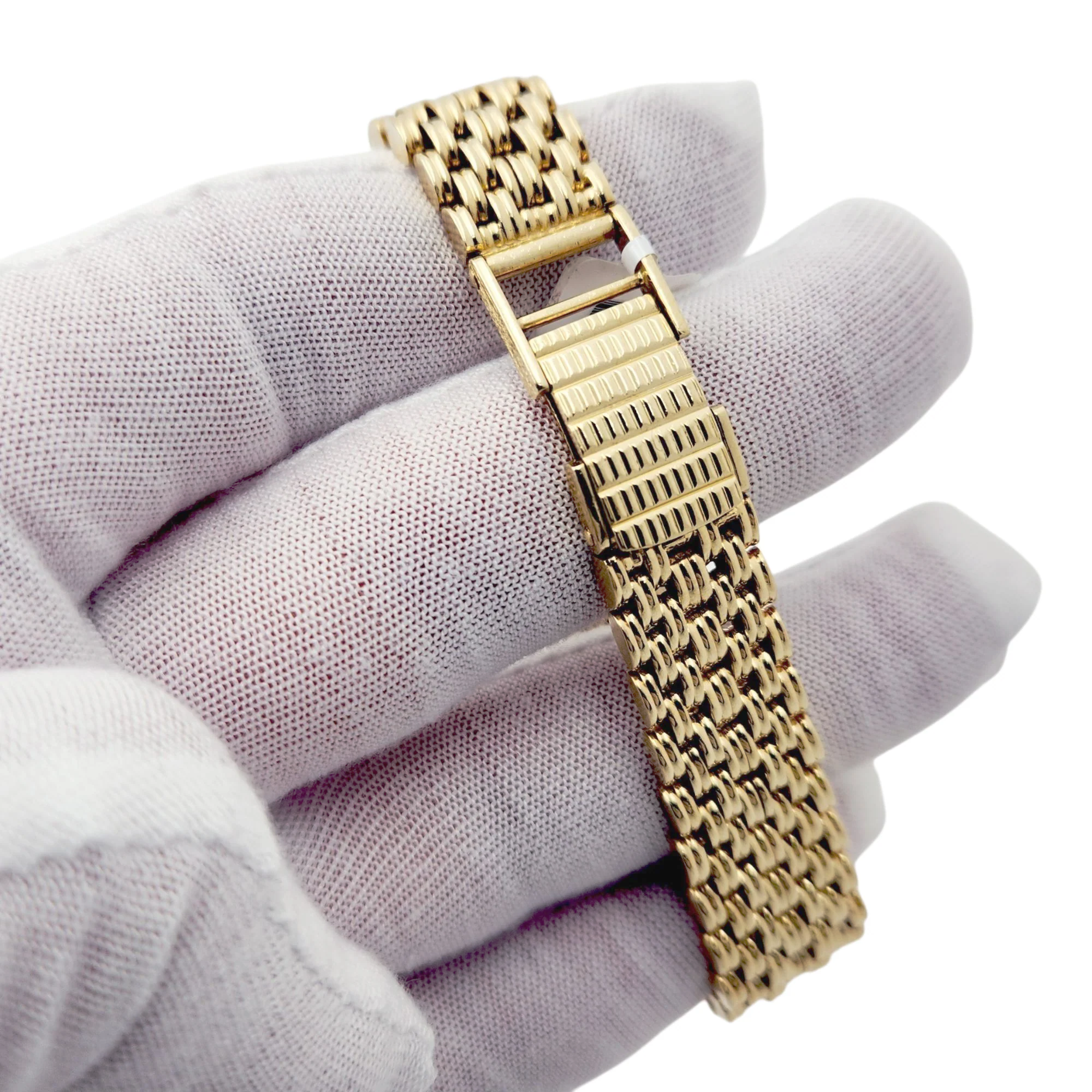 Ladies Geneve Vintage 14K Yellow Gold Watch with Gold Dial and Diamond Bezel. (Pre-Owned)