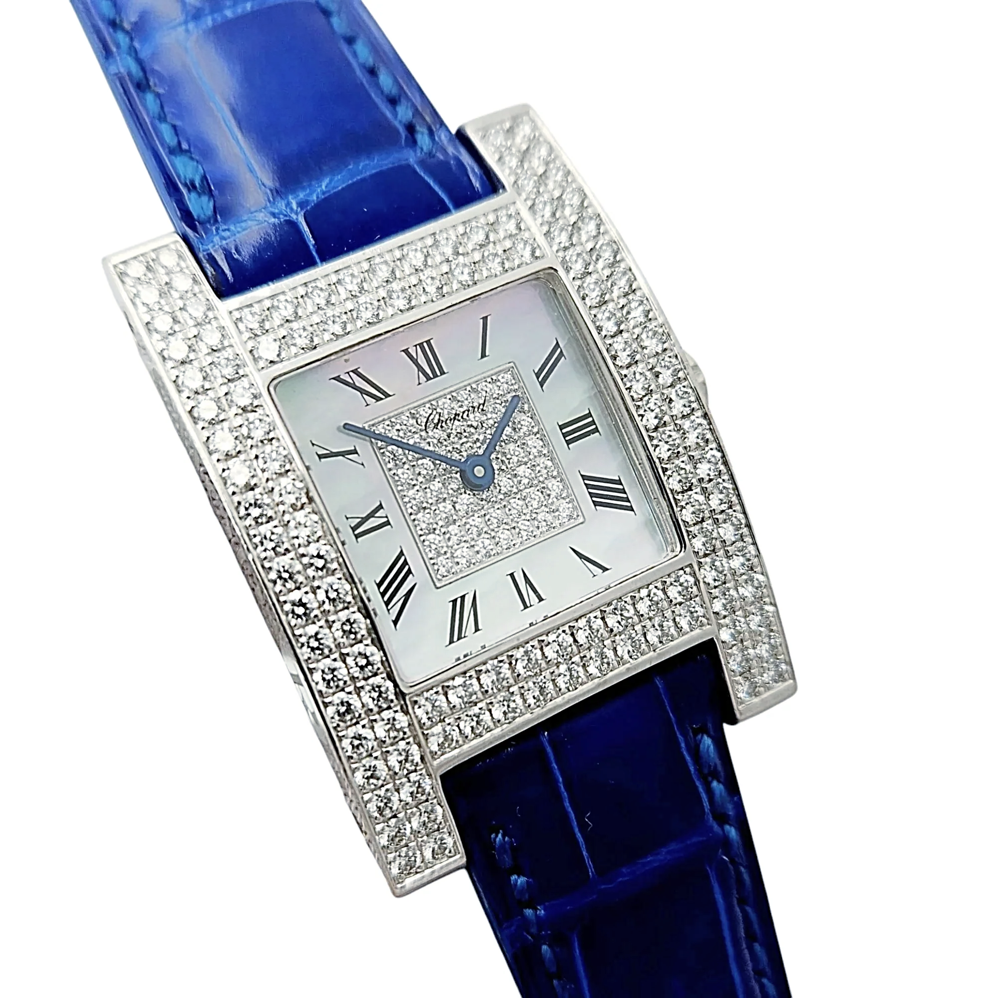 Ladies Chopard 24mm x 36mm "Your Hour" Collection 18K White Gold Watch with Diamond Dial & Diamond Bezel. (Pre-Owned 13/6818)