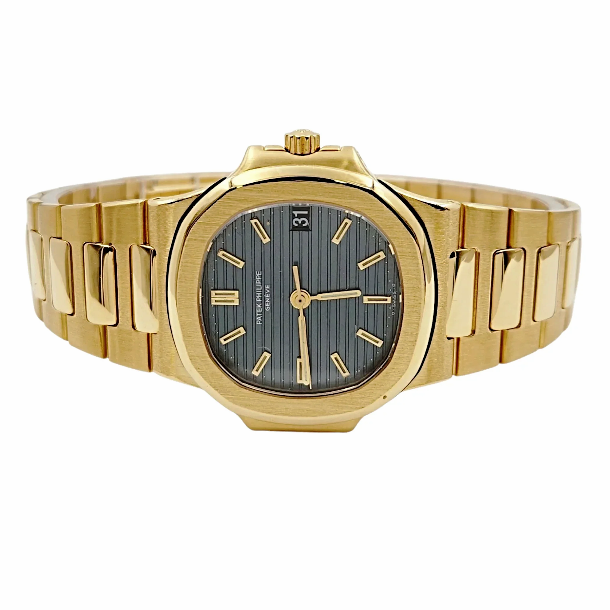Men's Patek Philippe 37mm Nautilus - 18K Yellow Gold Watch with Blue Dial. (Pre-Owned 3800)