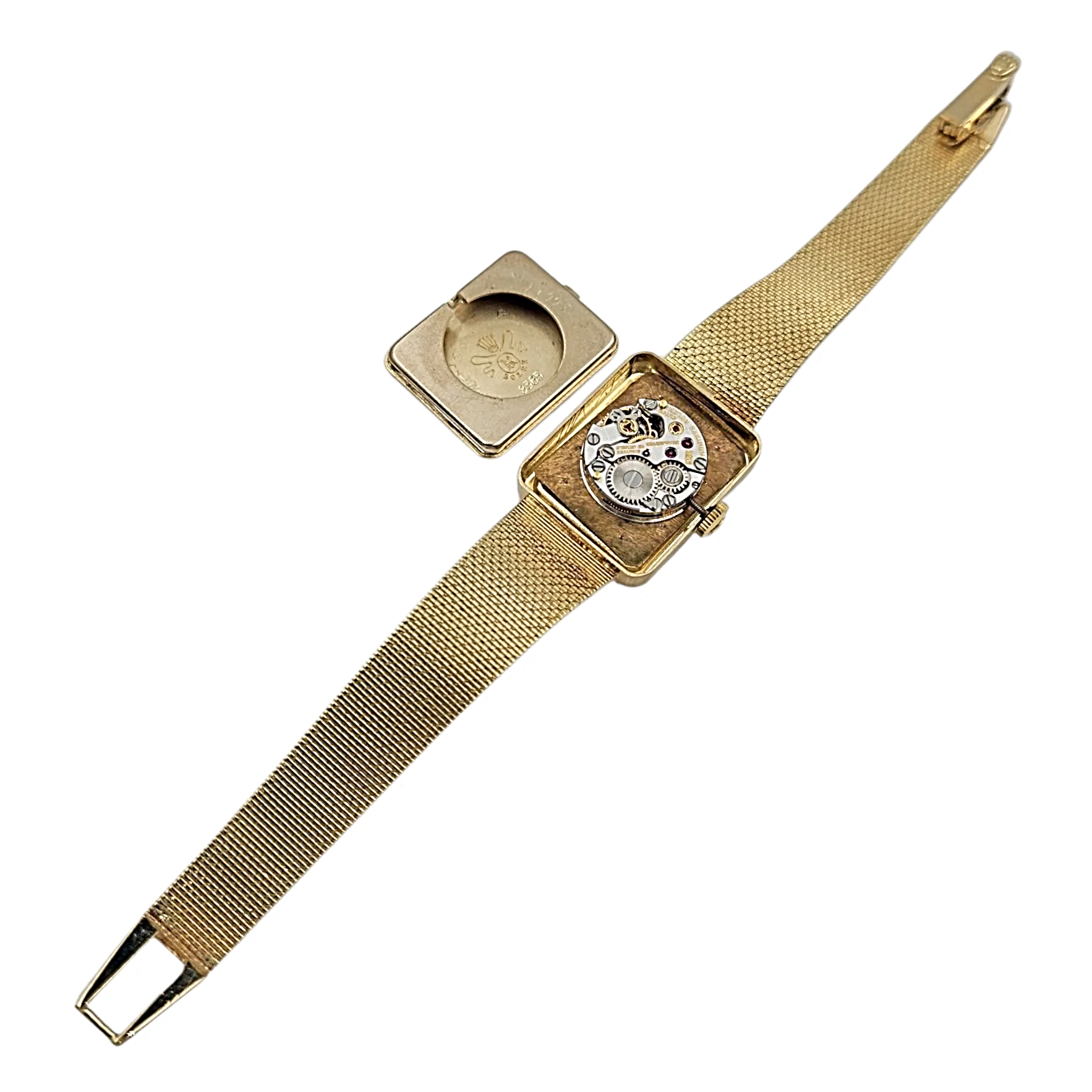 1950's Ladies Rolex Cocktail Vintage 14K Yellow Gold Watch with Gold Dial and Gold Mesh Bracelet. (Pre-Owned 8365)