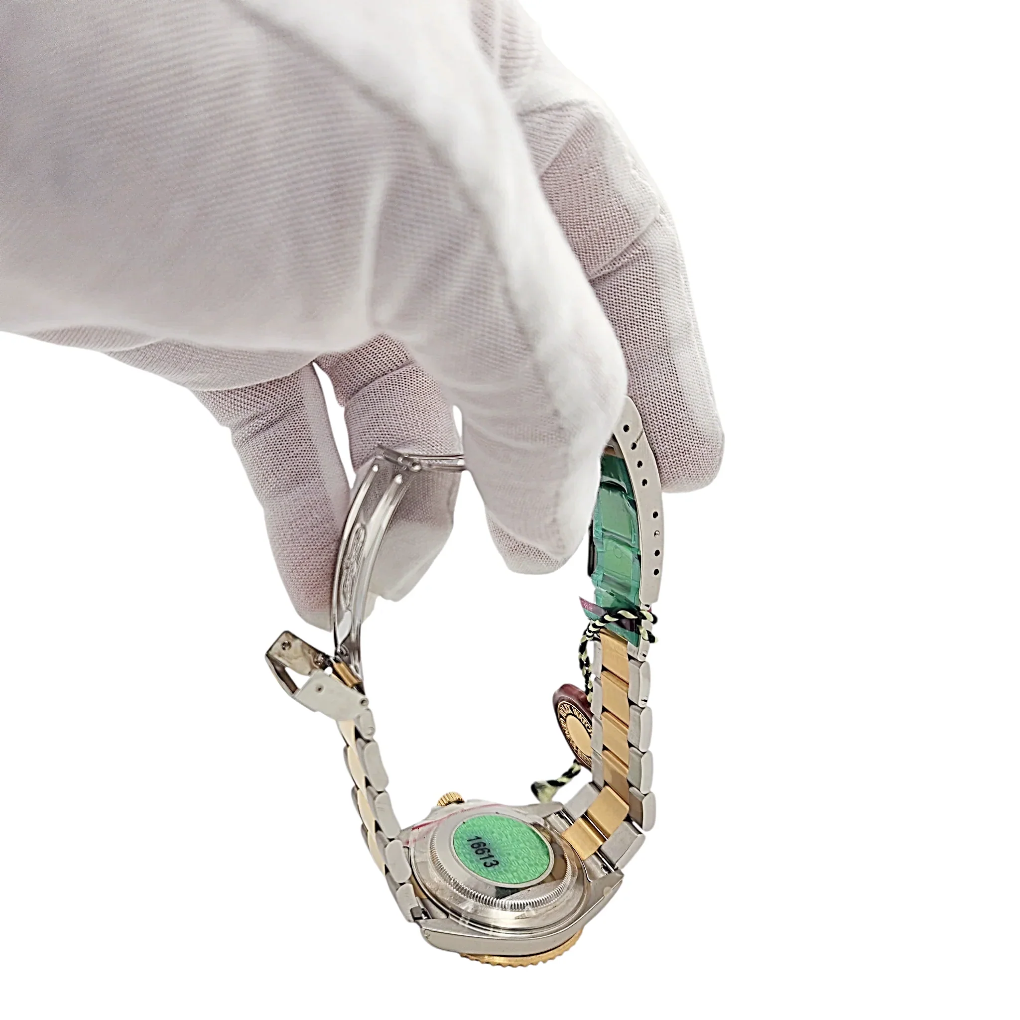 2005 Men's Rolex 40mm Submariner Oyster Perpetual Two Tone 18K Yellow Gold / Stainless Steel Watch with Blue Dial and Blue Bezel. (UNWORN 16613)