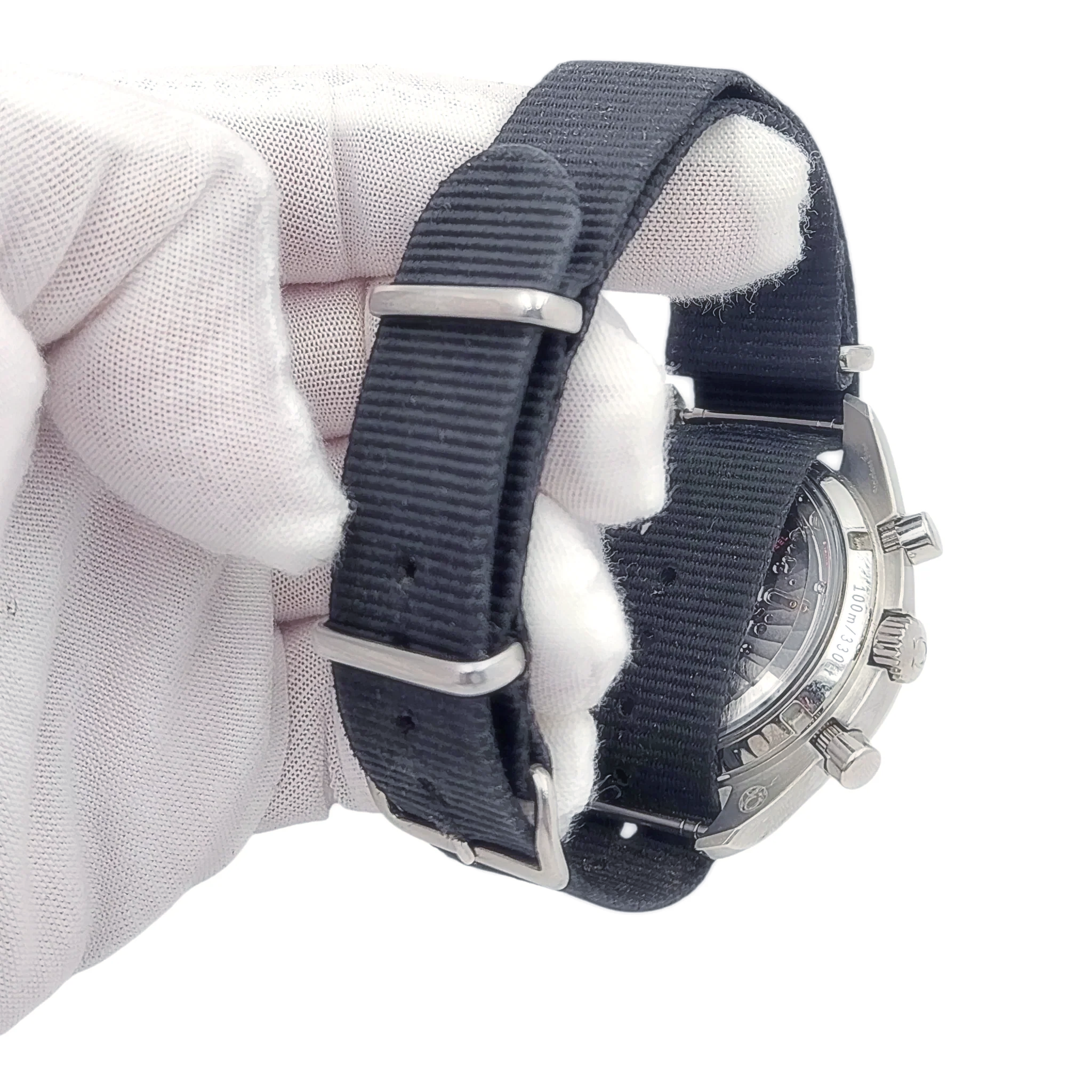 Men's Omega 44mm Speedmaster Moonphase Automatic Steel Watch with Blue Luminous Dial. (Pre-Owned Box/Card)