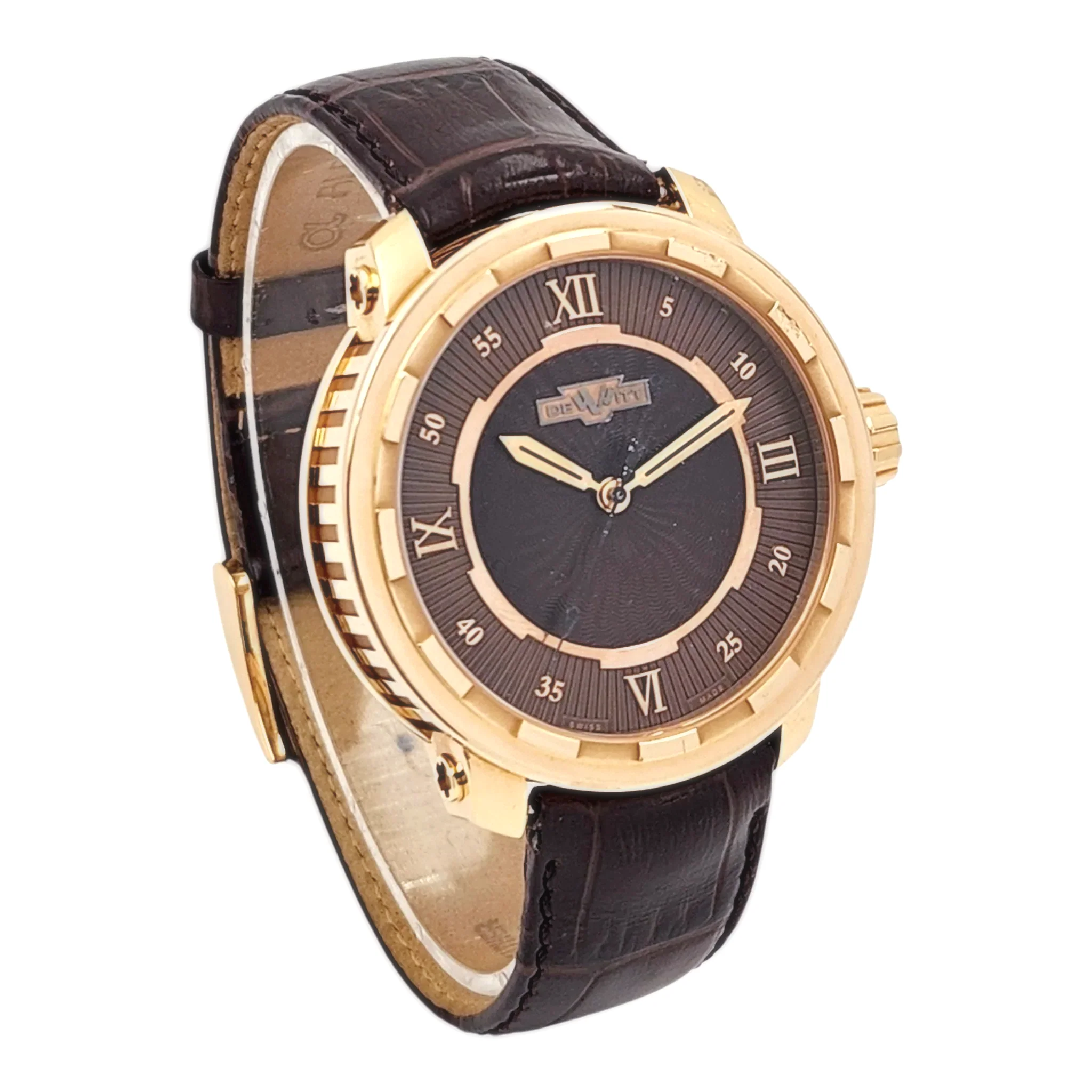 Men's DeWitt 43mm Twenty 8 Eight Tourbillon Automatic 18K Rose Gold Watch with Chocolate Dial and Brown Leather Strap. (Pre-Owned T8.AU.003)