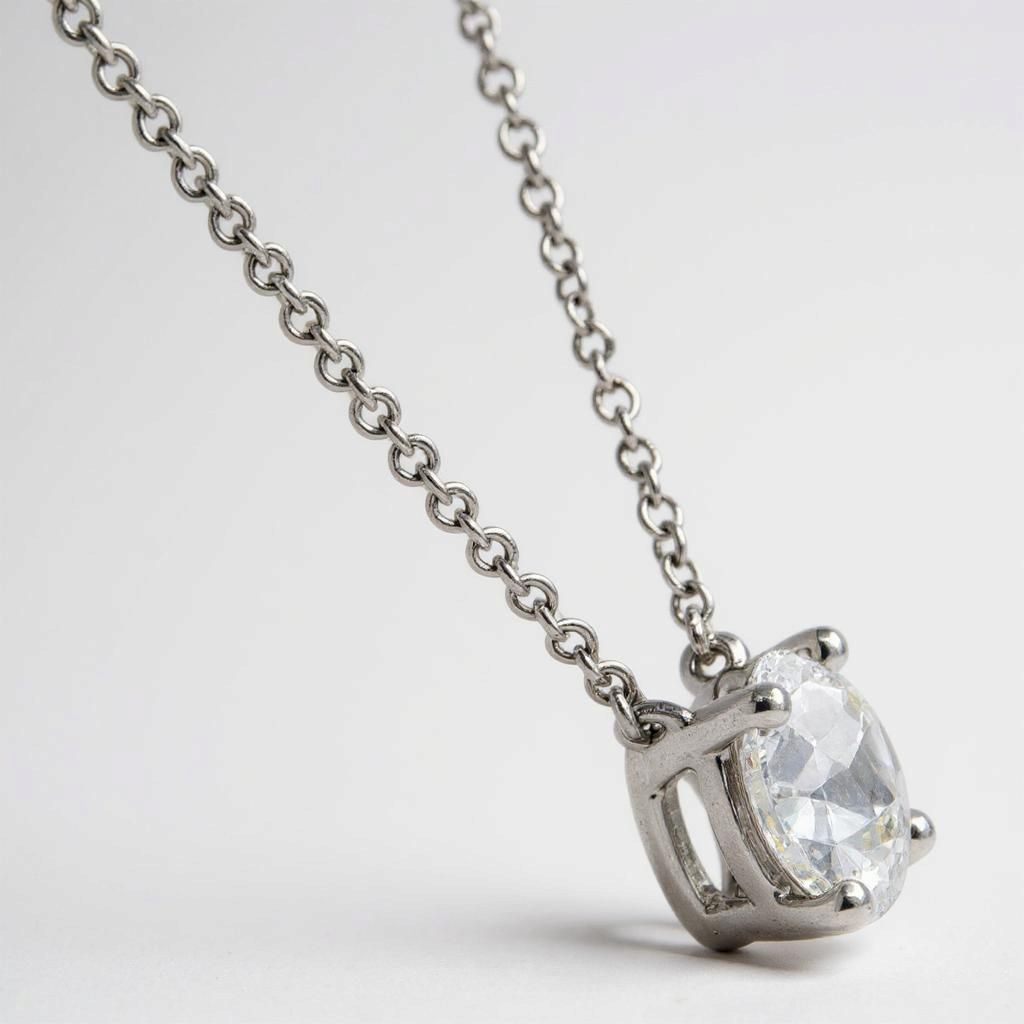 Tiffany & Co. 0.91 Carat Round VS1 / H Diamond Pendant with Platinum 16" Solitaire Necklace. (Pre-Owned)