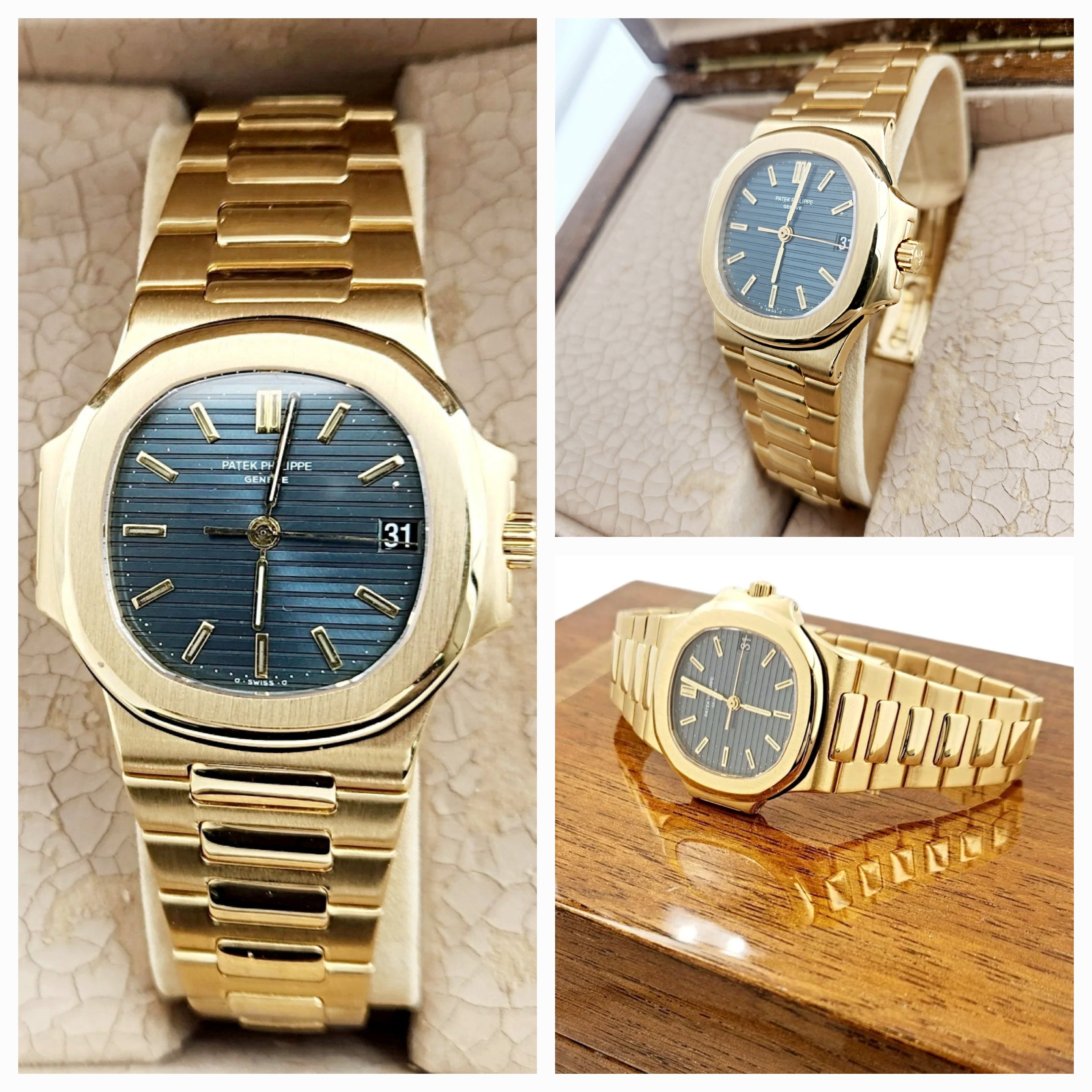 Men's Patek Philippe 37mm Nautilus - 18K Yellow Gold Watch with Blue Dial. (Pre-Owned 3800)