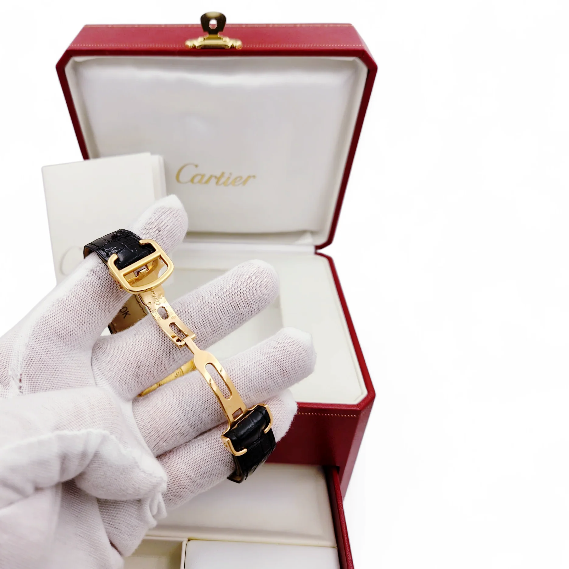 Unisex Cartier 36mm Ballon Bleu Automatic 18K Rose Gold / Black Leather Strap Watch with Roman Numeral Silver Guillochi Dial. (Pre-Owned 3002)
