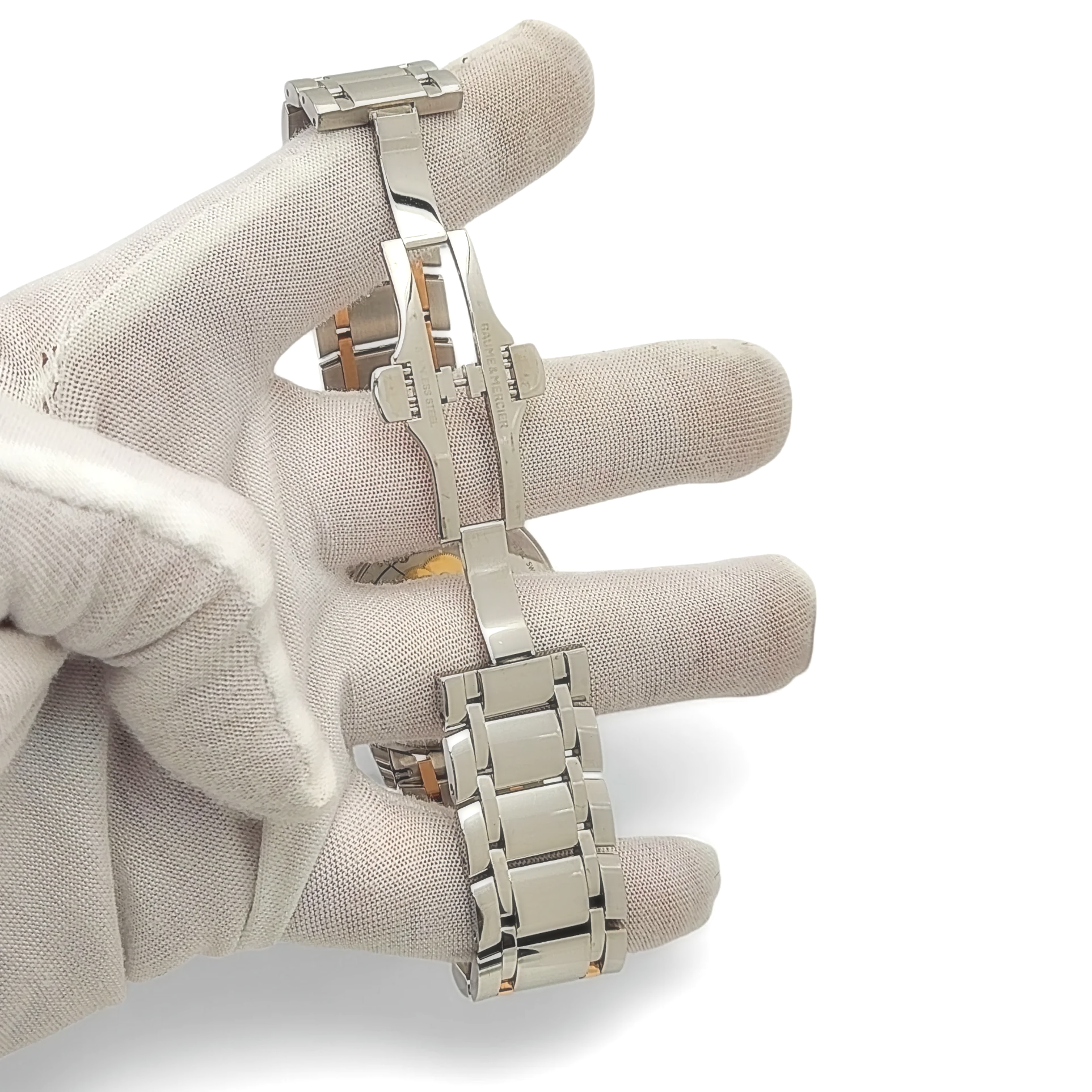 Men's Baume & Mercier 40mm Classima Automatic Electro Plated Rose Gold / Stainless Steel Watch with White Roman Numeral Dial. (Pre-Owned)