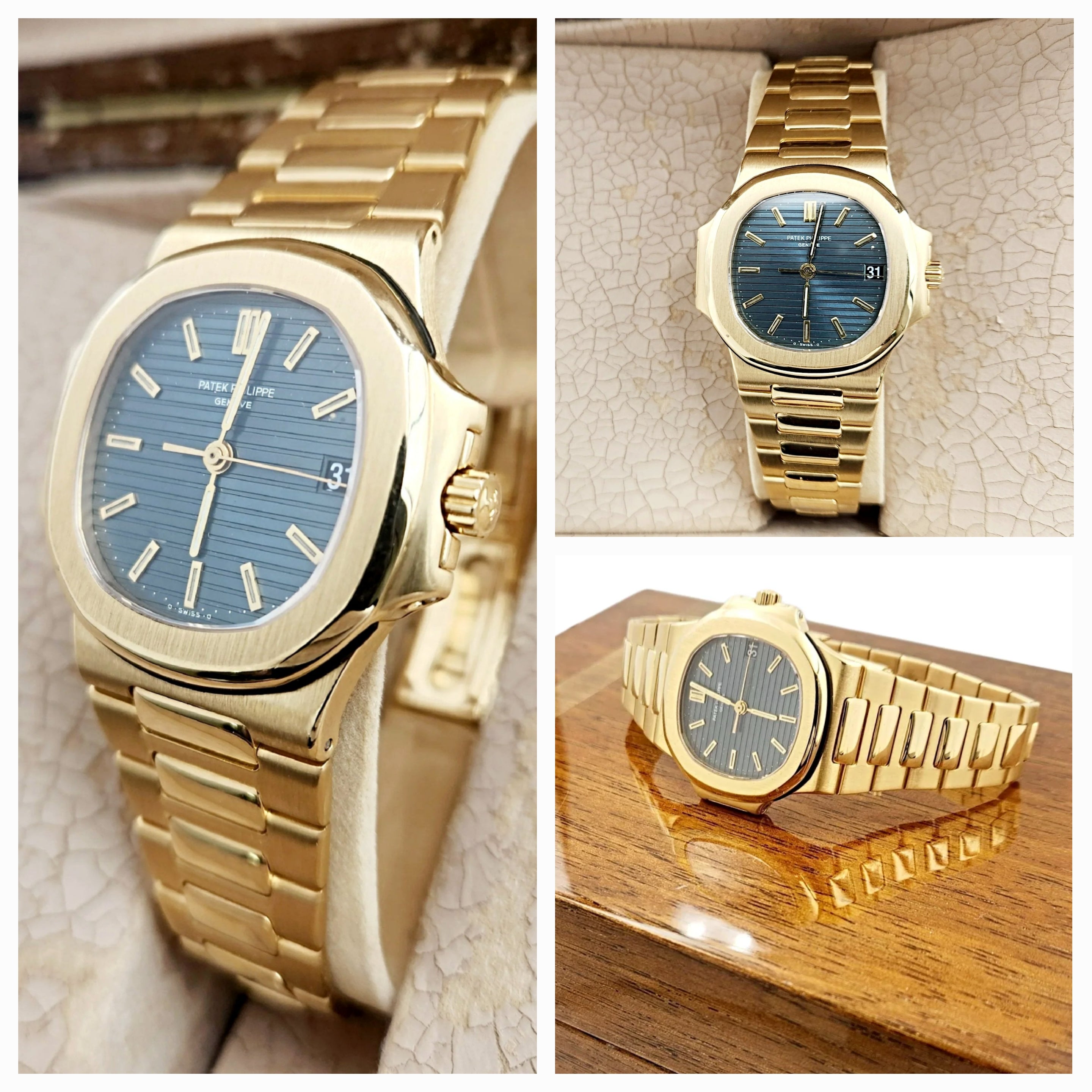 Men's Patek Philippe 37mm Nautilus - 18K Yellow Gold Watch with Blue Dial. (Pre-Owned 3800)