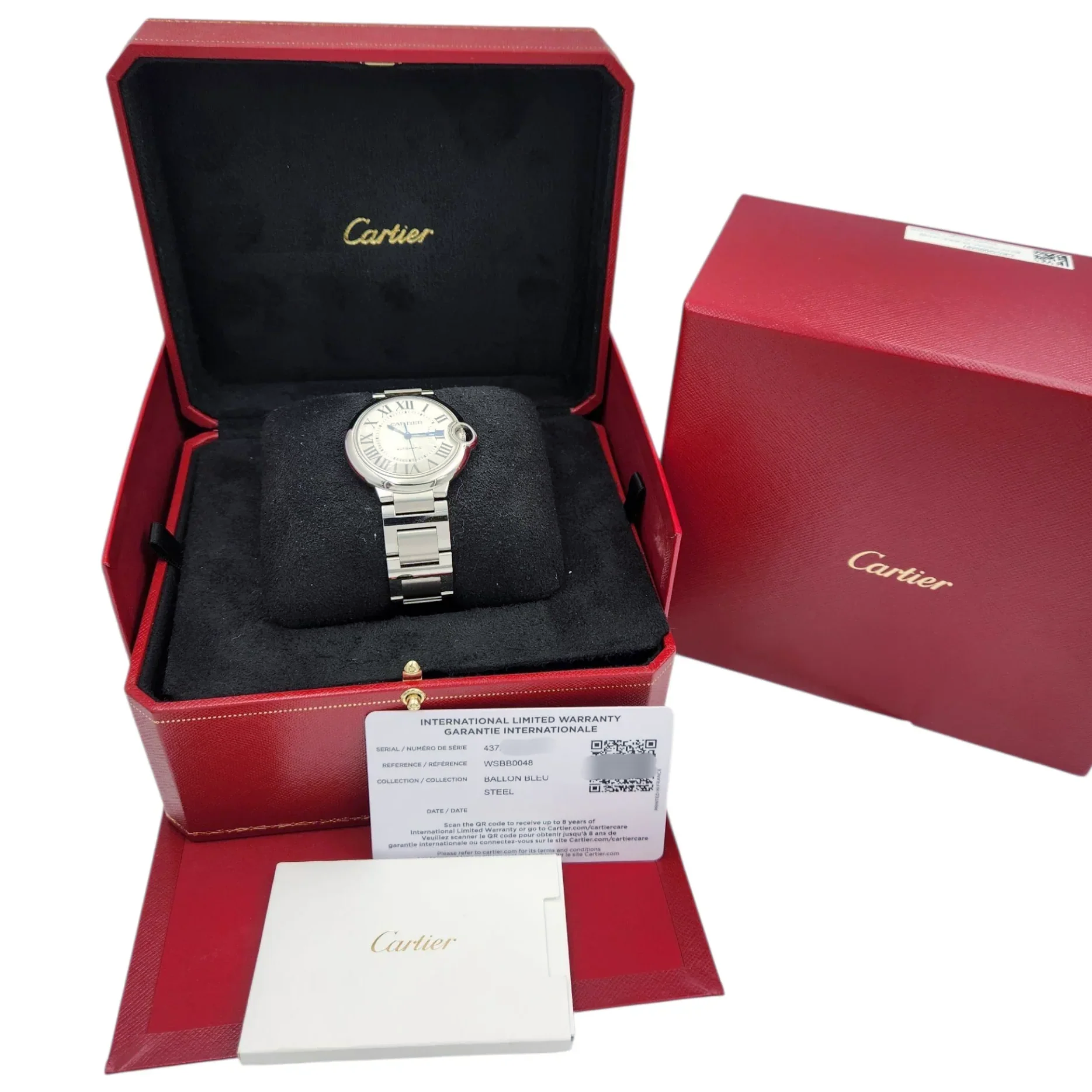 Ladies Cartier 36mm Ballon Bleu Automatic Stainless Steel Watch with Roman Numeral Silver Dial and Smooth Bezel. (UNWORN WSBB0048)