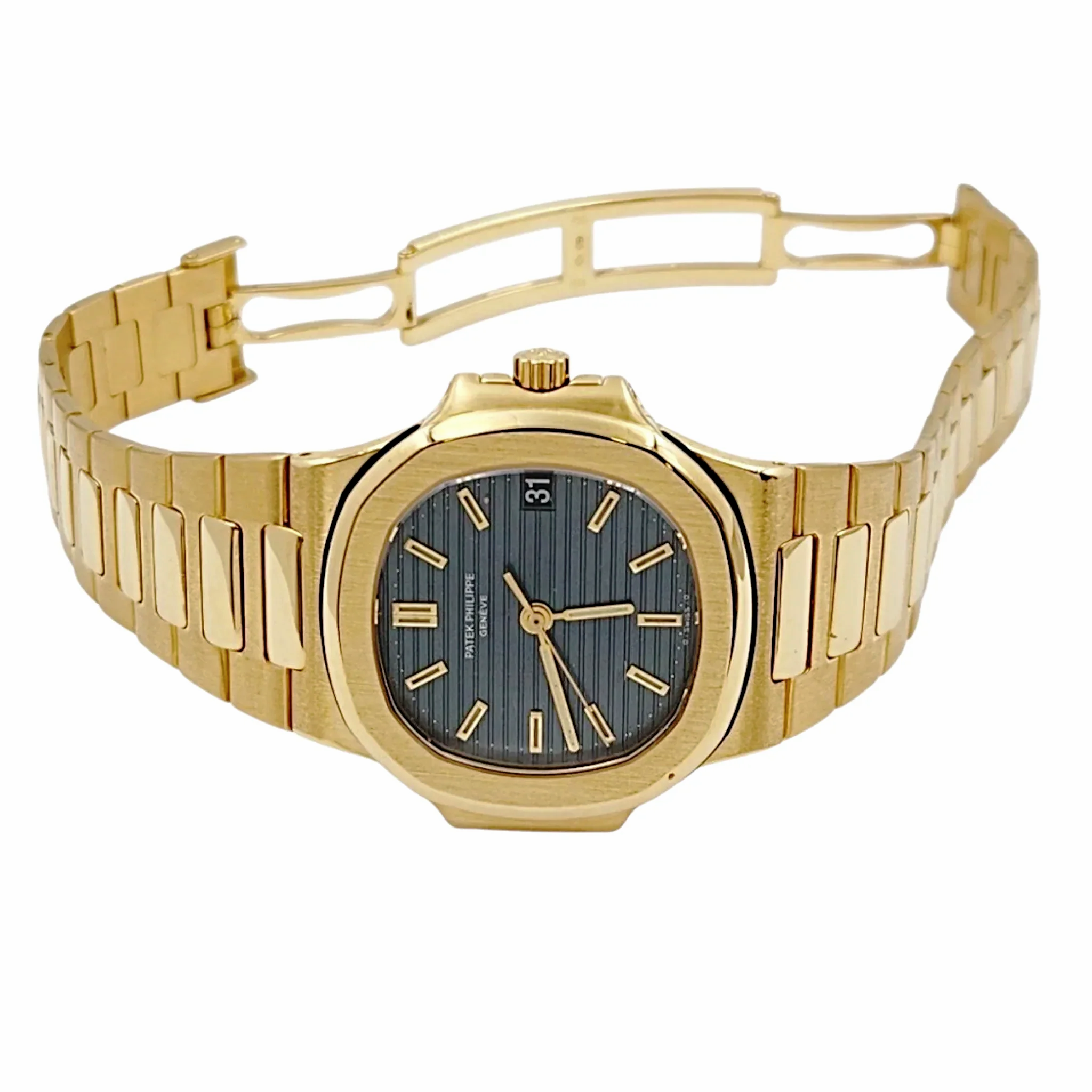 Men's Patek Philippe 37mm Nautilus - 18K Yellow Gold Watch with Blue Dial. (Pre-Owned 3800)