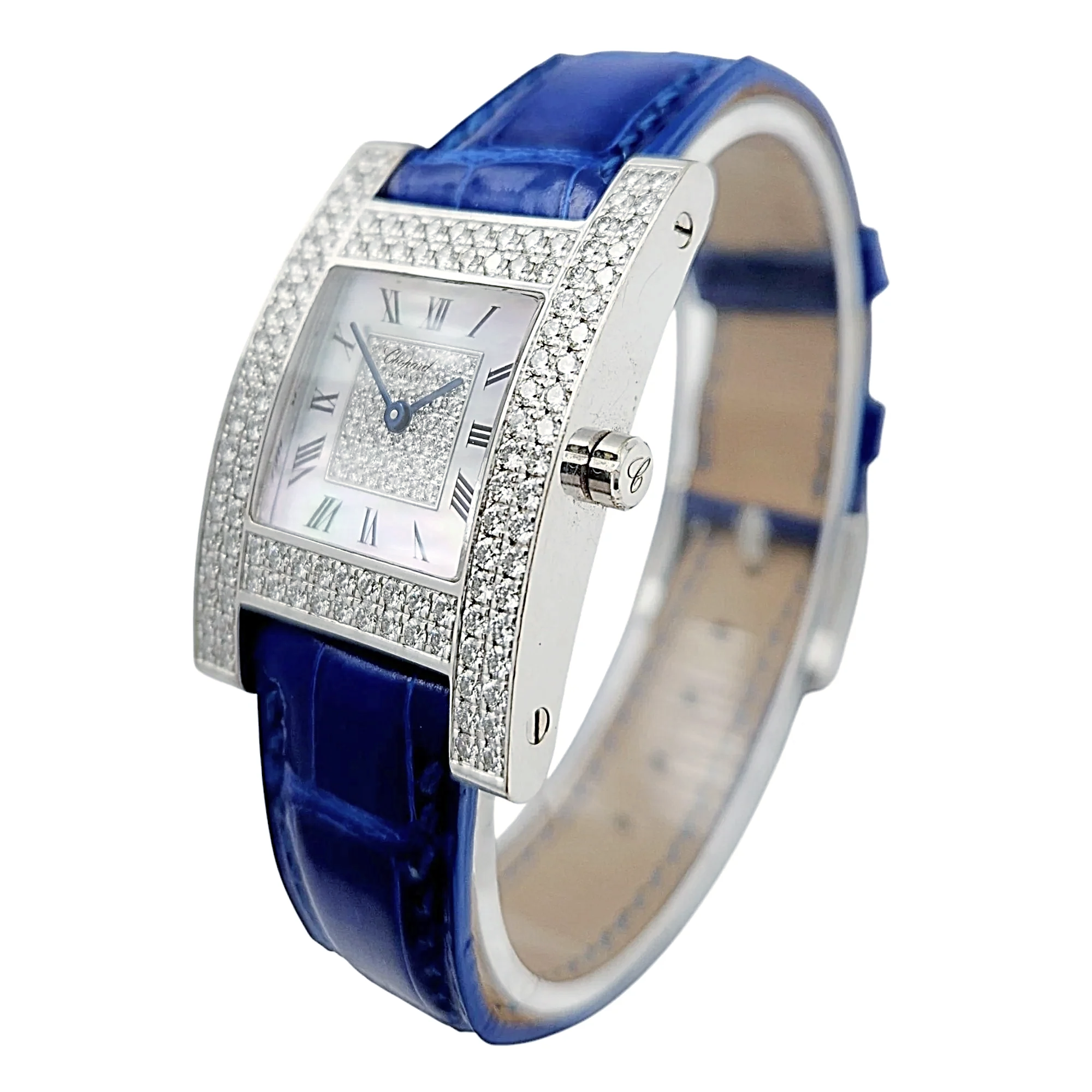 Ladies Chopard 24mm x 36mm "Your Hour" Collection 18K White Gold Watch with Diamond Dial & Diamond Bezel. (Pre-Owned 13/6818)