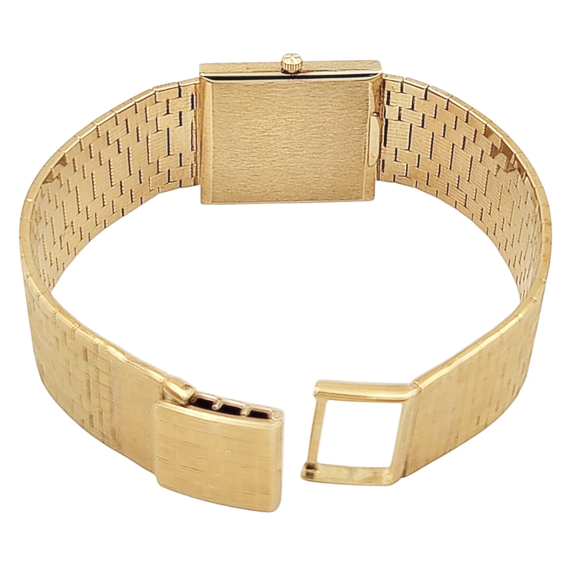 1970's Vacheron & Constantin Vintage Solid 18K Gold Watch with Basket-Weave Gold Dial and Bracelet. (Pre-Owned 7186)