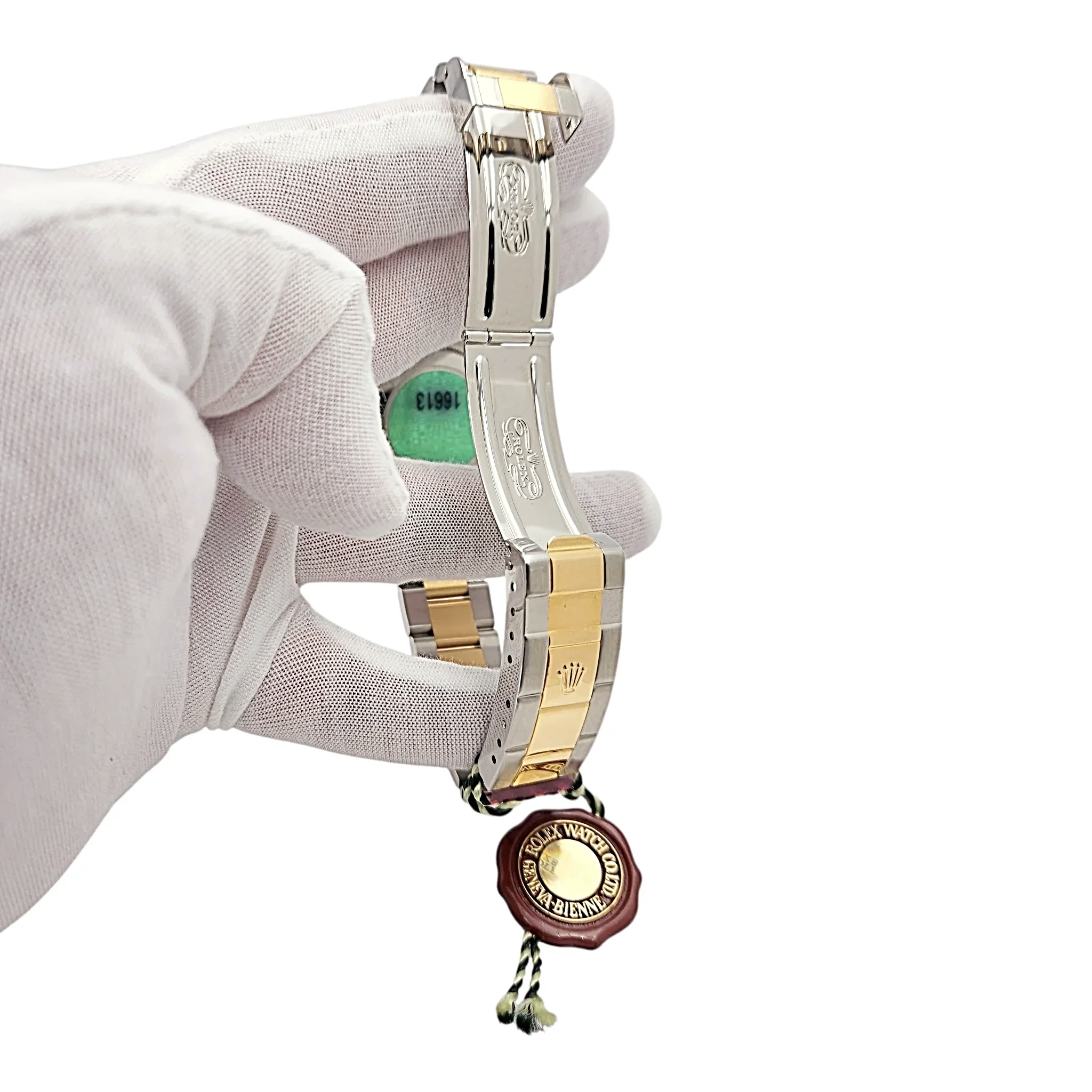 2005 Men's Rolex 40mm Submariner Oyster Perpetual Two Tone 18K Yellow Gold / Stainless Steel Watch with Blue Dial and Blue Bezel. (UNWORN 16613)