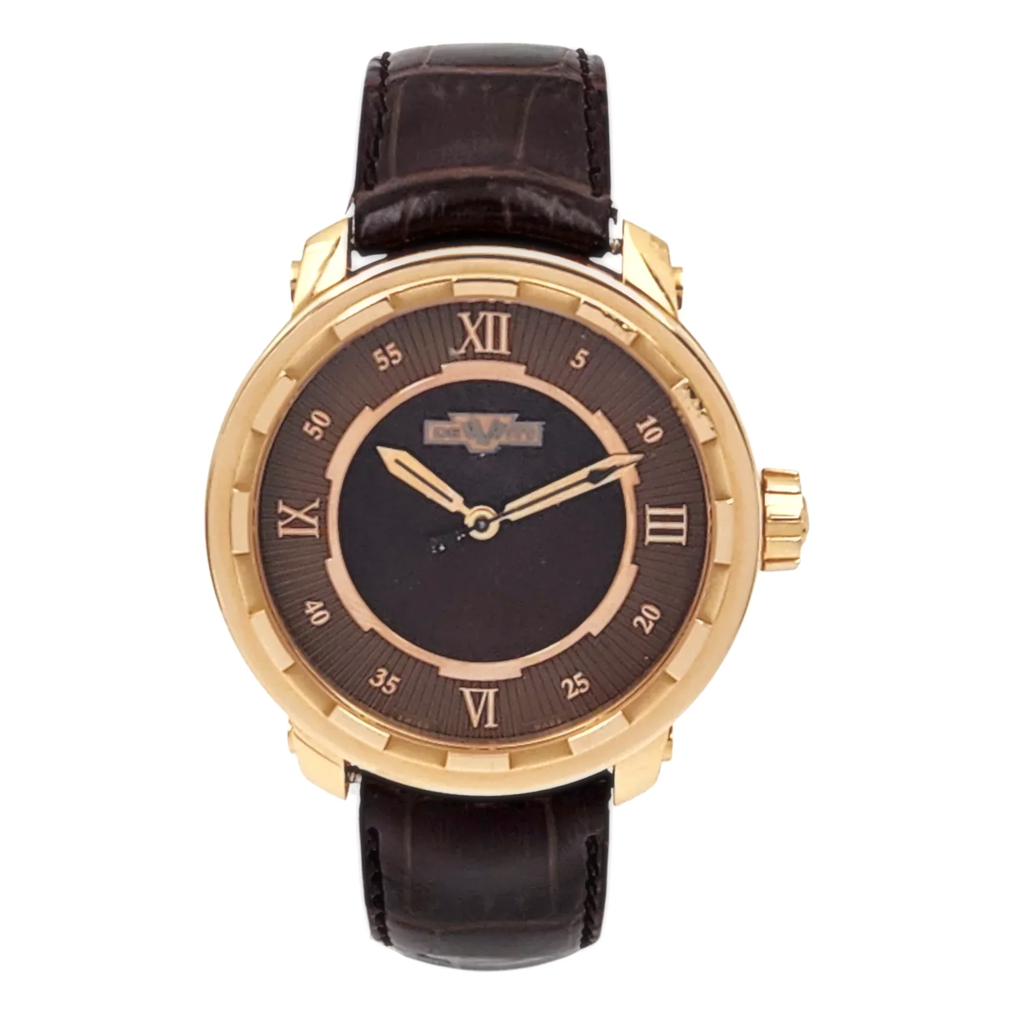 Men's DeWitt 43mm Twenty 8 Eight Tourbillon Automatic 18K Rose Gold Watch with Chocolate Dial and Brown Leather Strap. (Pre-Owned T8.AU.003)