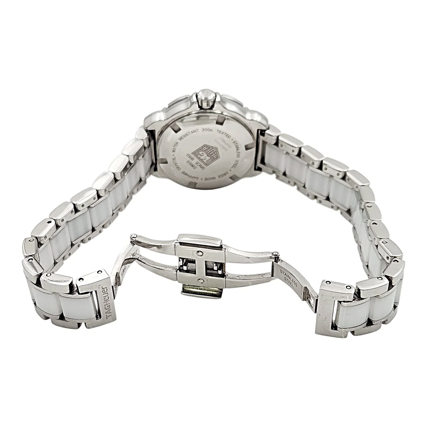 Ladies TAG Heuer 32mm Formula 1 Ceramic Watch with White Diamond Dial and Diamond Bezel. (Pre-Owned WAH1313)