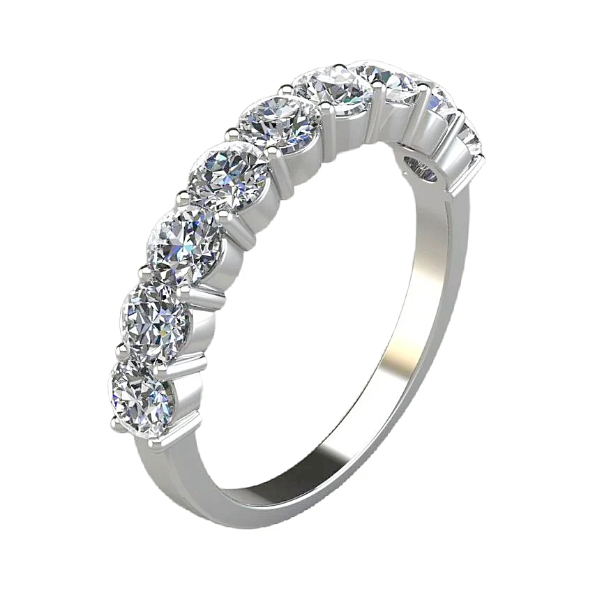 14K White Gold Half Eternity Engagement Band.