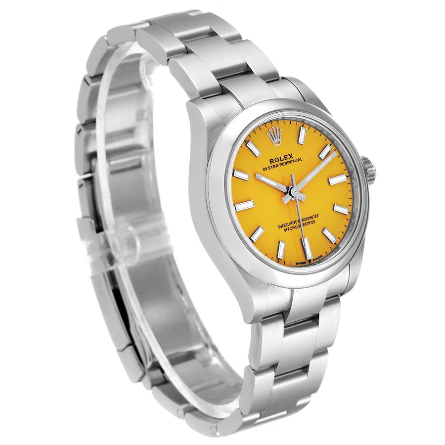 Unisex Midsize Rolex 31mm DateJust Stainless Steel Wristwatch w/ Yellow Dial & Smooth Bezel. (Pre-Owned 277200)