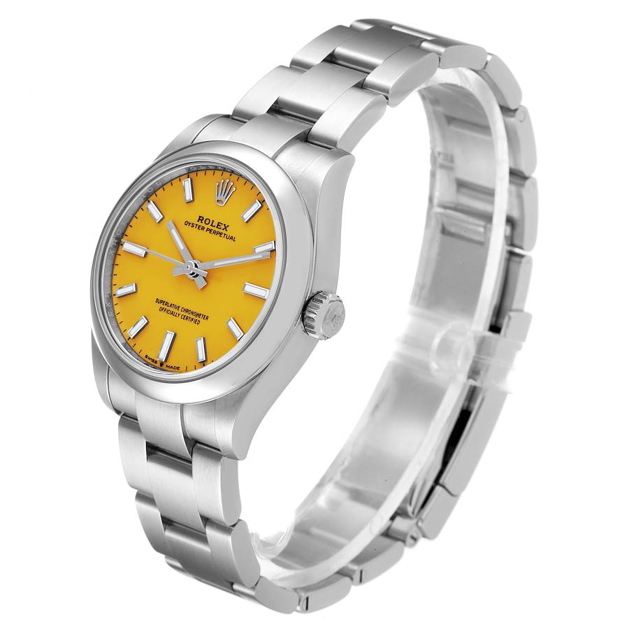 Unisex Midsize Rolex 31mm DateJust Stainless Steel Wristwatch w/ Yellow Dial & Smooth Bezel. (Pre-Owned 277200)