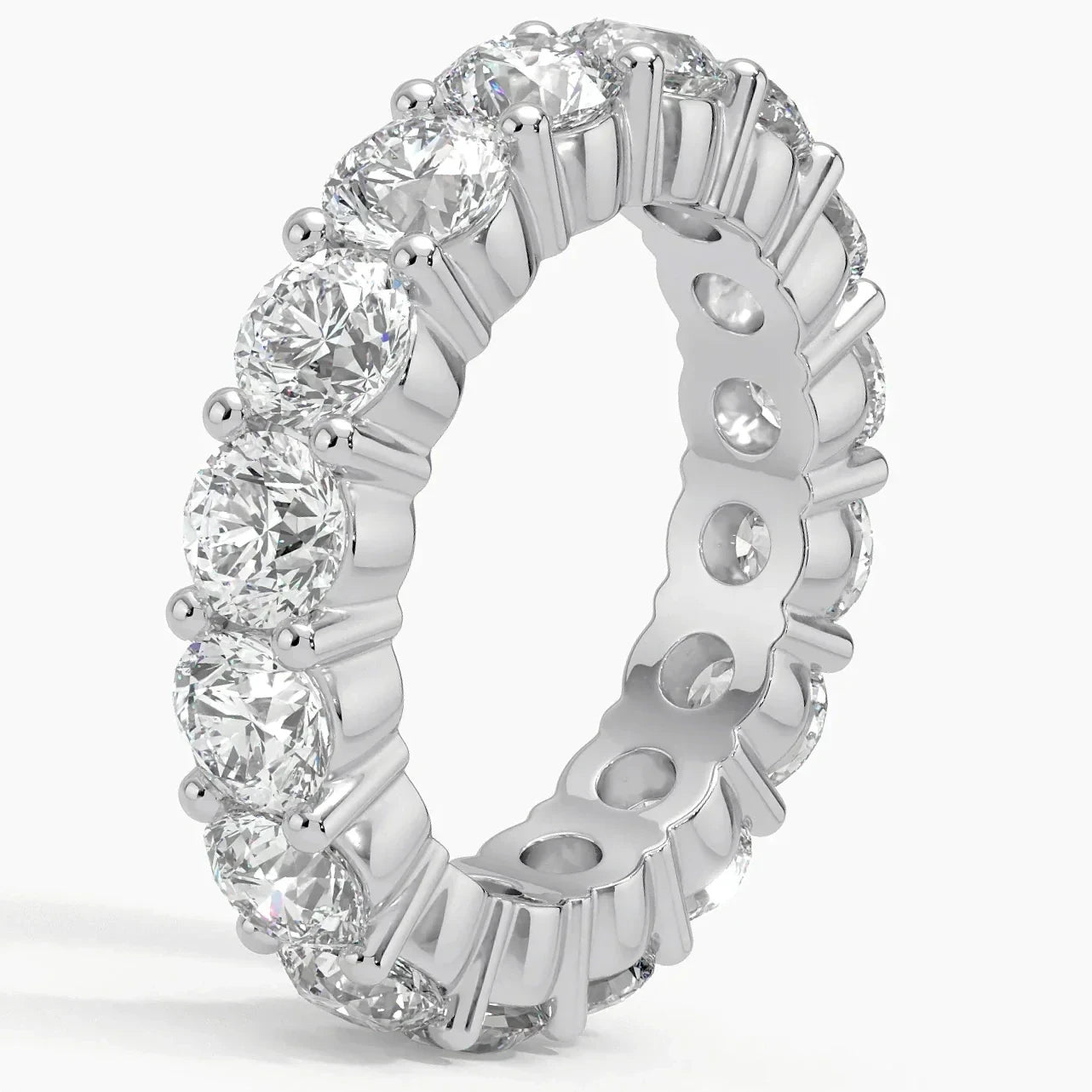 Women's 14K White Gold 4.50 CT Total Weight Round Diamonds 5.0 GR Eternity Band. (Size: 6.5)