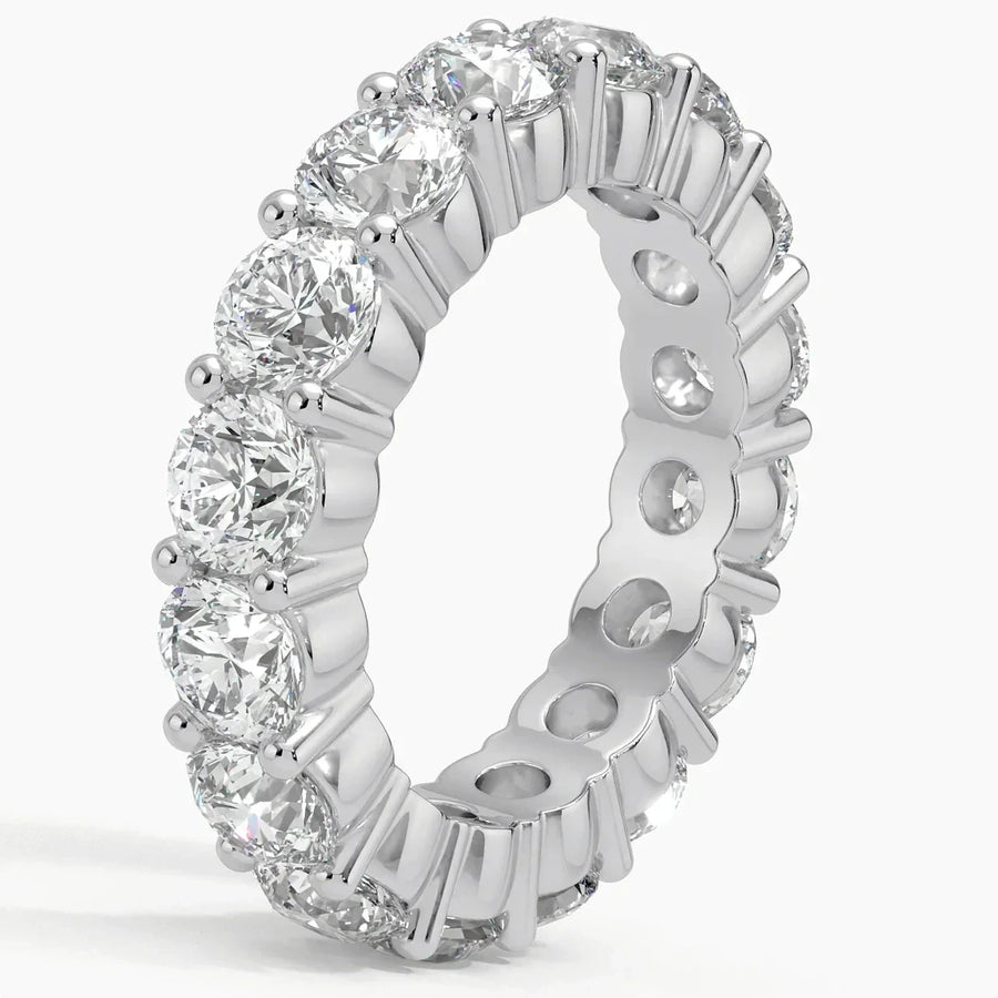 Women's 14K White Gold 4.50 CT Total Weight Round Diamonds 5.0 GR Eternity Band. (Size: 6.5)