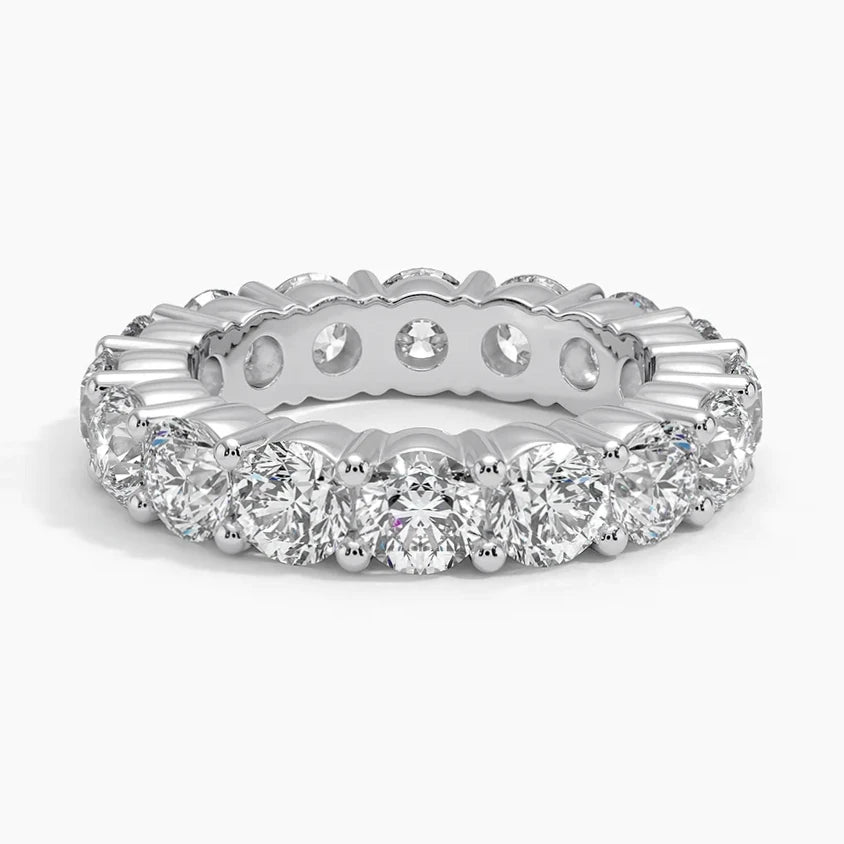 Women's 14K White Gold 4.50 CT Total Weight Round Diamonds 5.0 GR Eternity Band. (Size: 6.5)